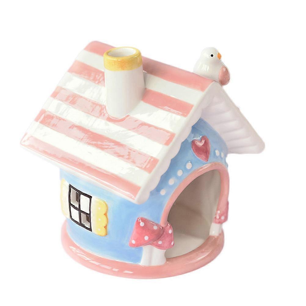 Pet Hideout Hut Ceramic Hamster House for Small Pets 2Pcs Pink