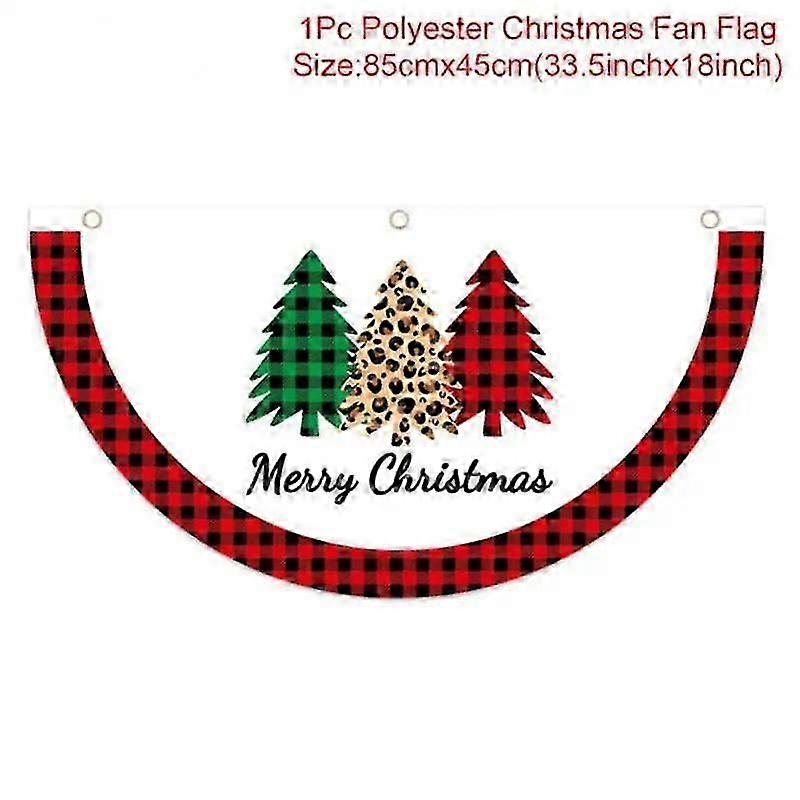 Christmas Hanging Fan-shaped Flag Santa Claus Half Fan Flag Banner Holiday Party Decor Christmas Ornament