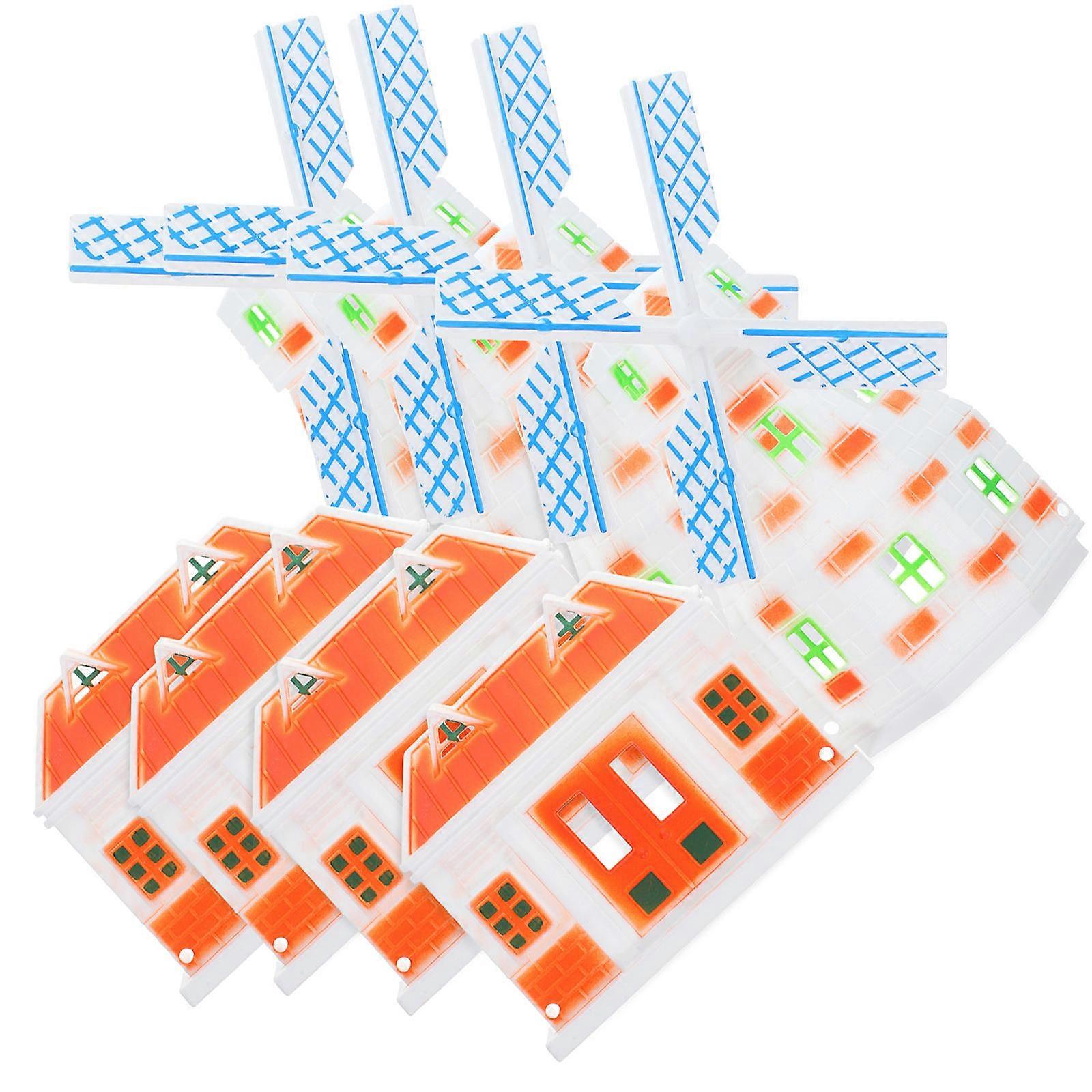 Miniature Windmill House Plastic Model for 8Pcs Lawn Decoration