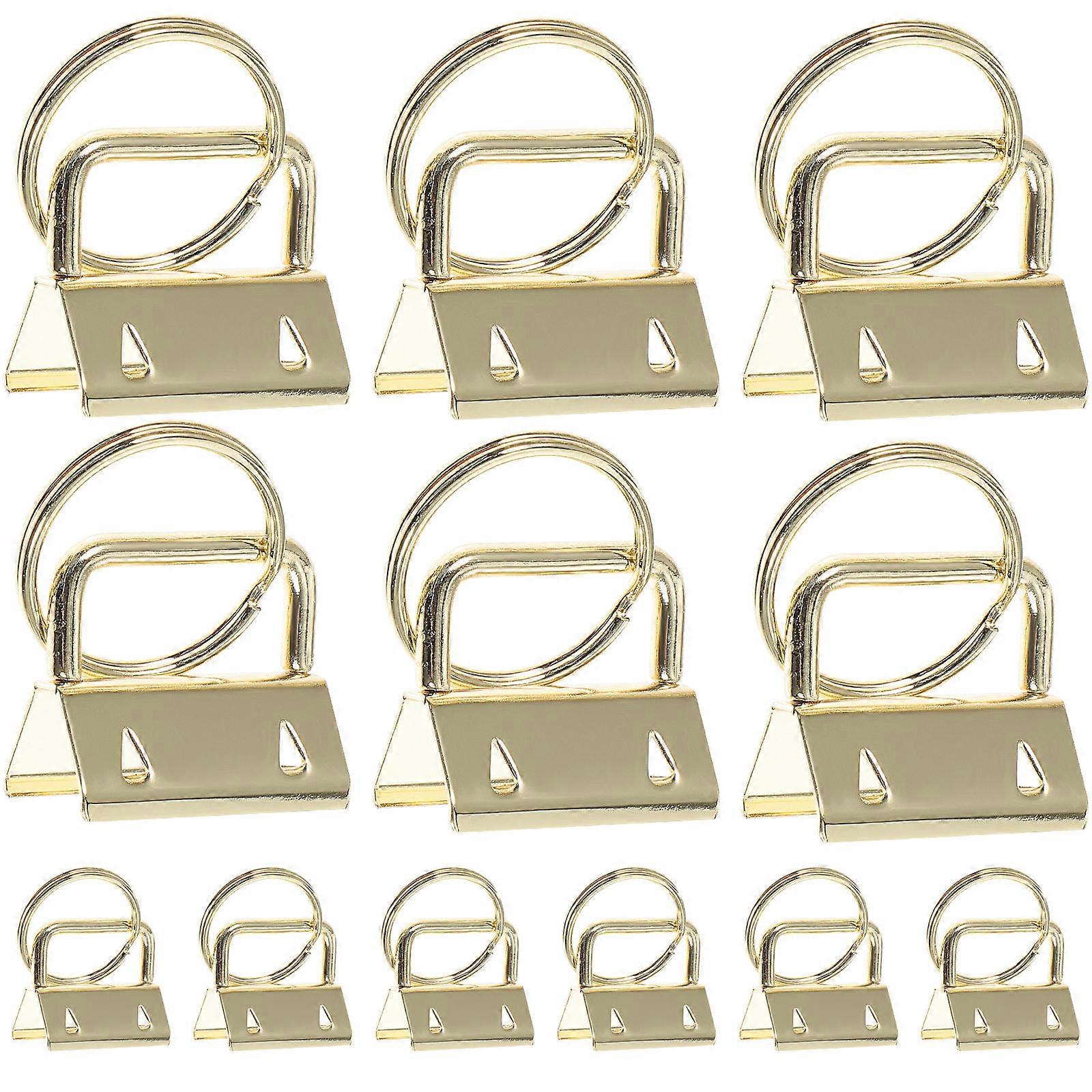 50Pcs Golden Key Fob Wristlet with Key Ring for Outdoor Activities and Travel Luggage Strap Accessories for Craft Enthusiasts
