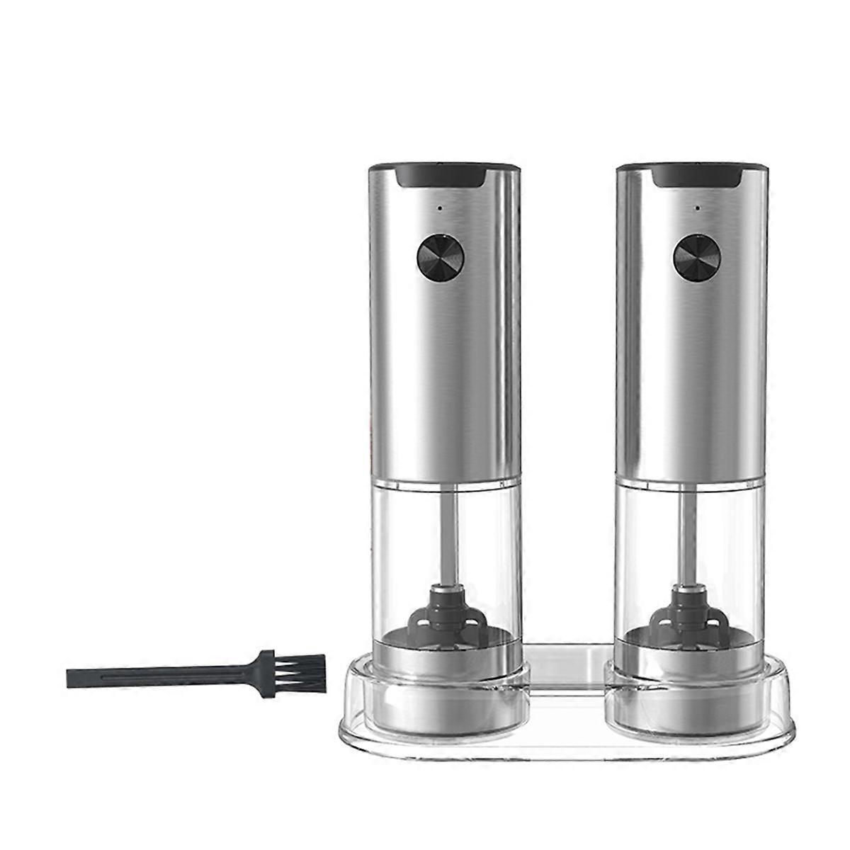 Electric Salt and Pepper Grinder Set with Base Automatic Peppercorn