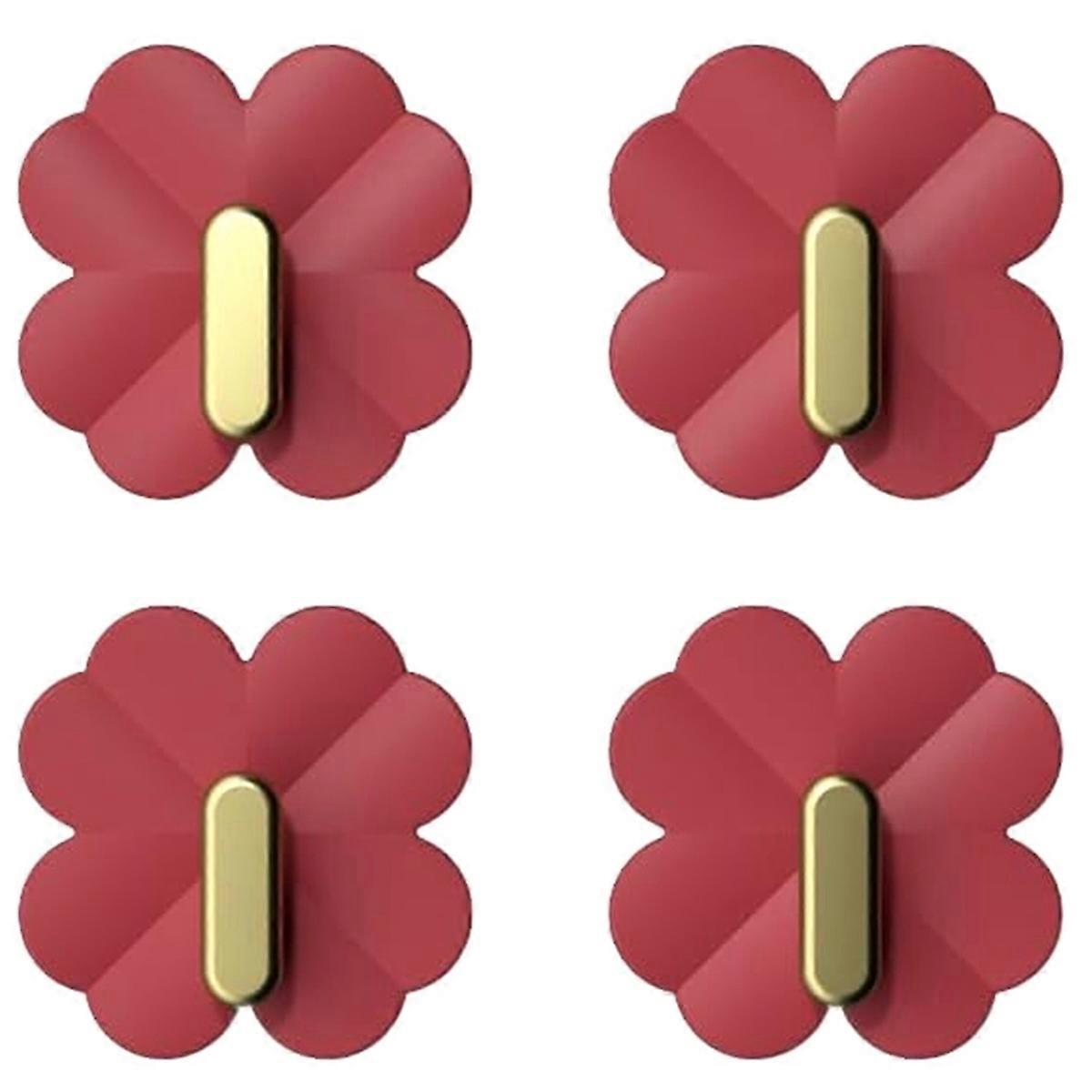 Self Adhesive Hooks for Wall Sticky Cute Wall Hook for Towel-Red