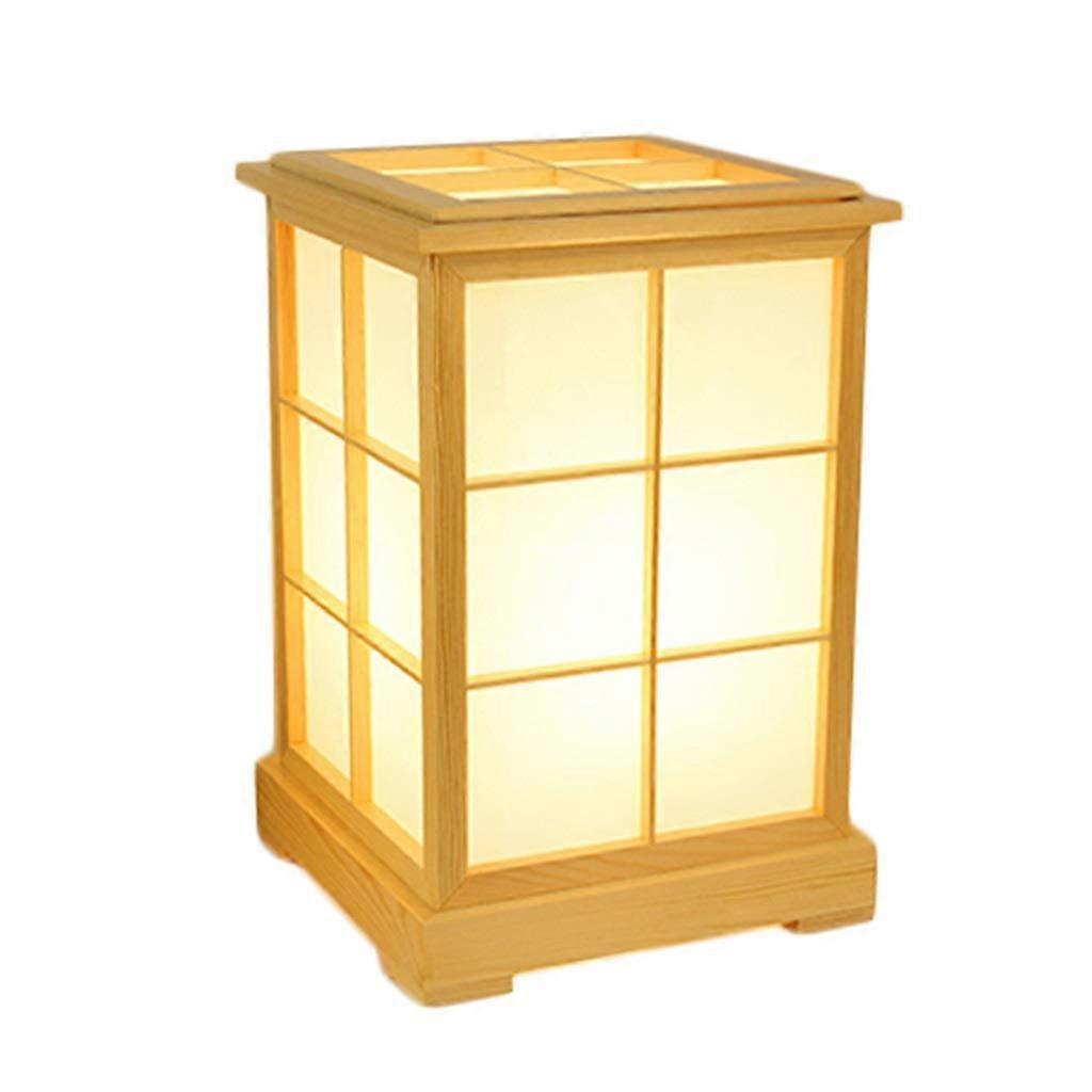 Bedroom Lamp Natural Wood Table Lamp Japanese Style Bedside Lamp Imitation Parchment Lampshade 8.66 X 8.66 X 13.1 Inch