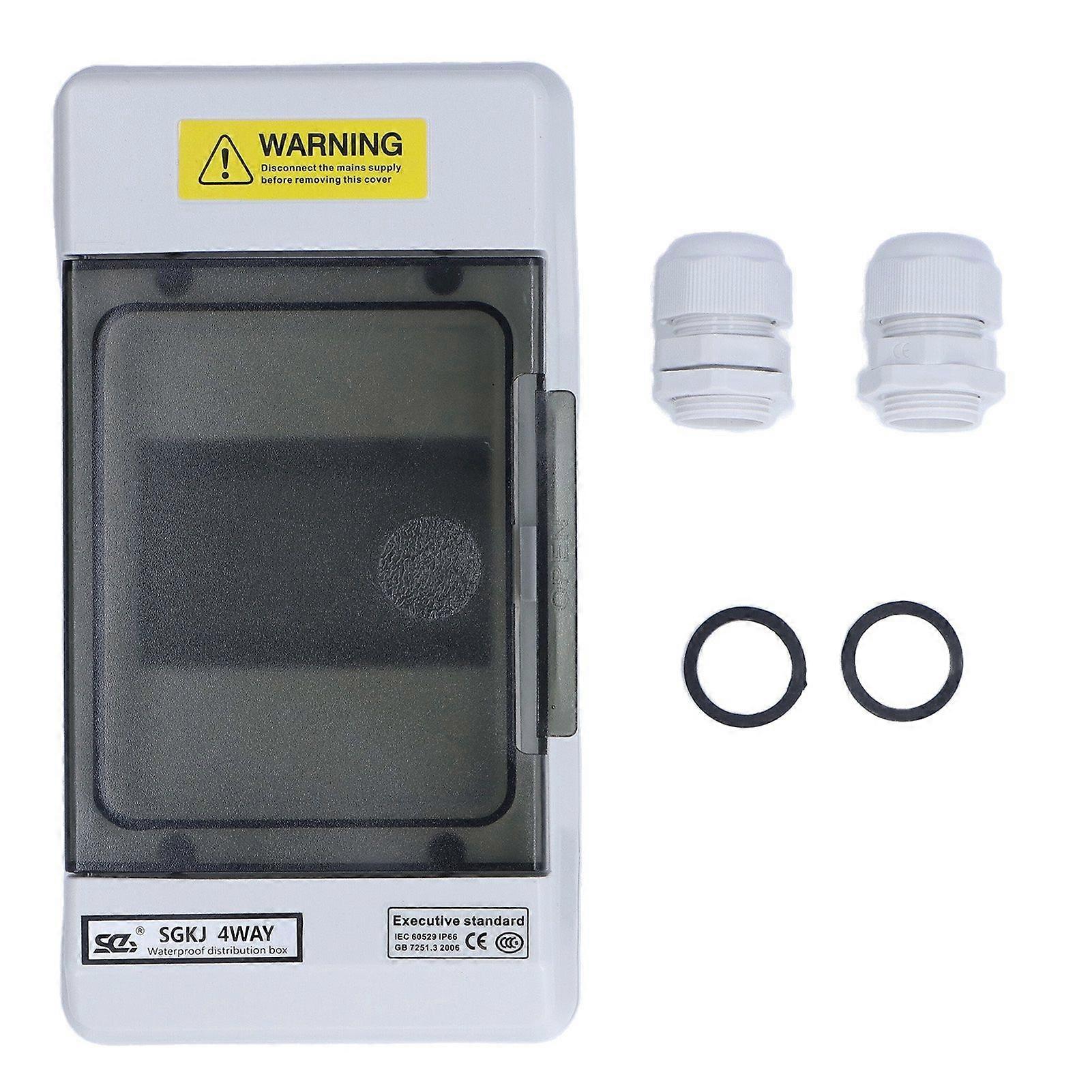 Distribution Box Waterproof 4 Way Plastic Junction Case Transparent Cover DIN Rail Mount