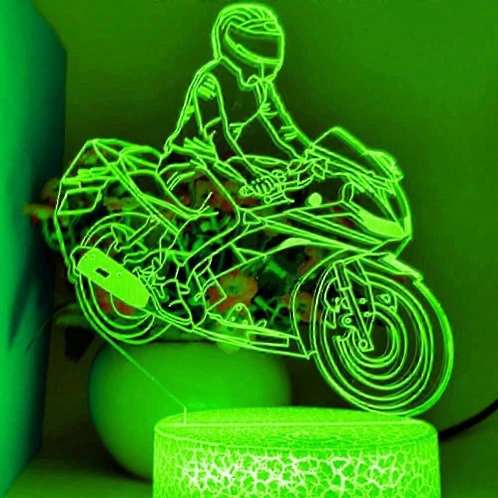 3D Motorcycle Car Night Light Lamp Illusion 7 Color Changing Touch Switch Table Desk Decoration Lamps Gift with Acrylic Flat ABS Base USB Cable Toy