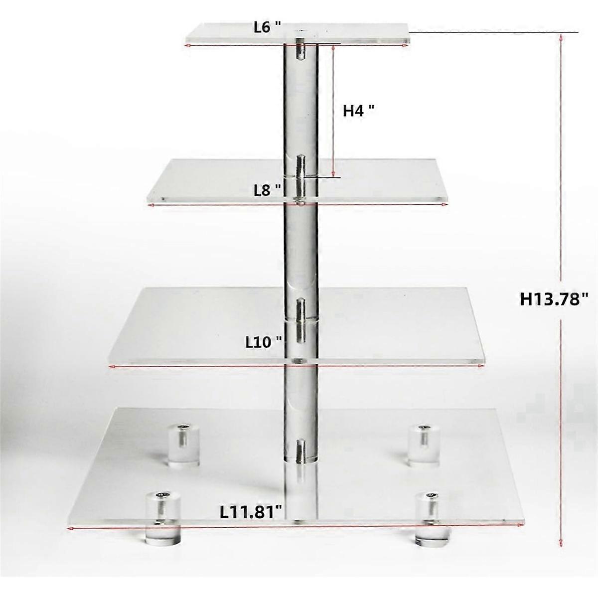 4 Tier Acrylic Cupcake Stand,Square Cupcake Display Stand