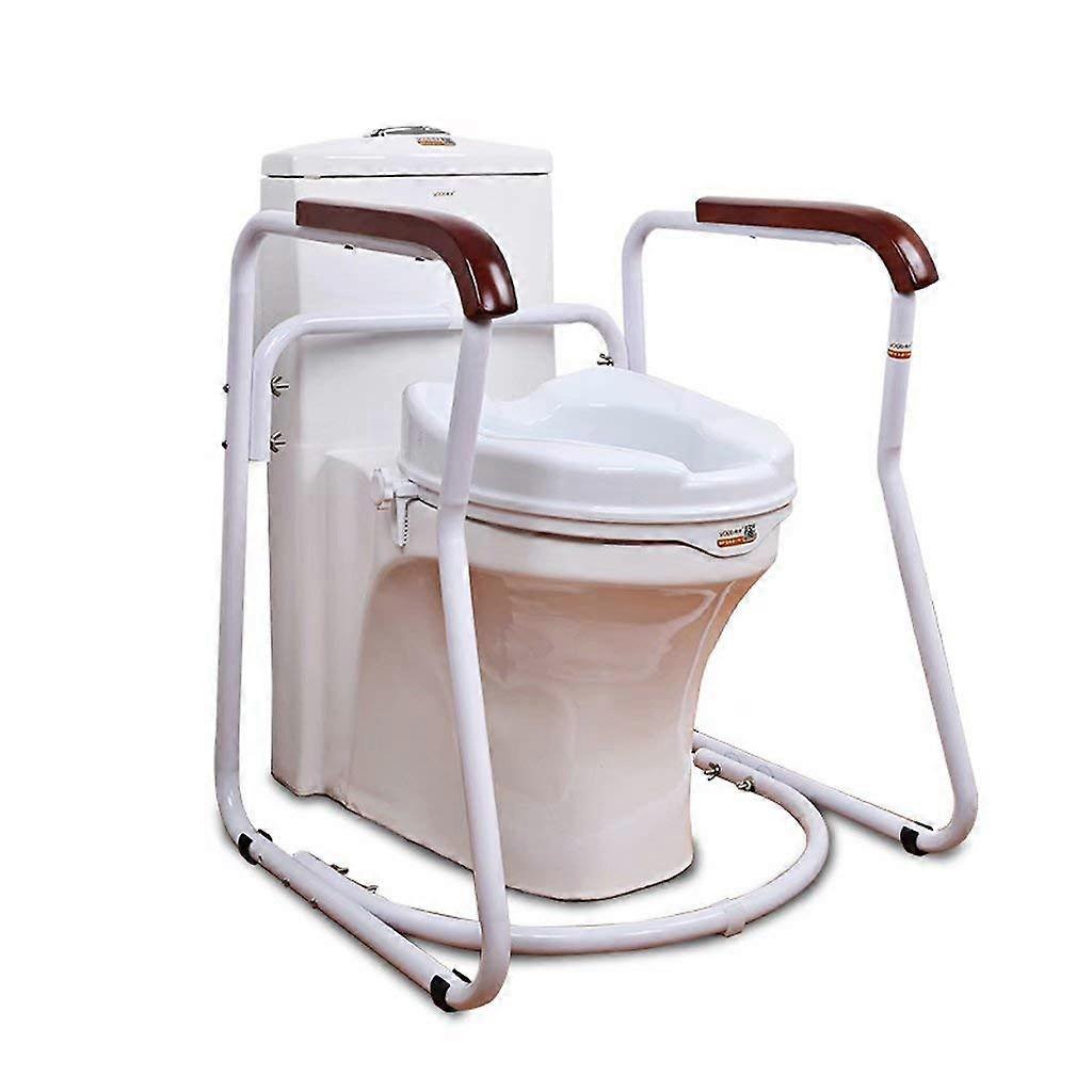 Toilet Armrest Auxiliary Armrest for Bathroom, White Wooden Railing Support Structure, 67x62x53cm Size