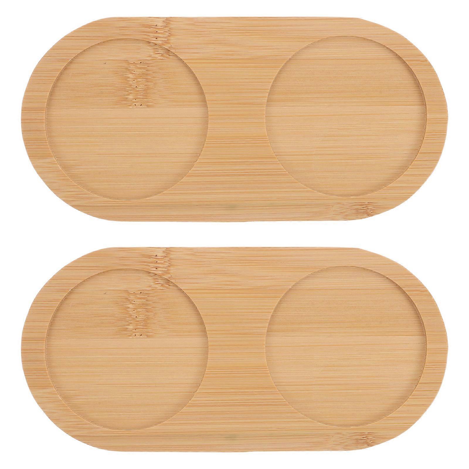 10 Pcs Bamboo Coasters With 2 Slots Glass Holder For Dining And Home Use Heat Insulation Decorative Support