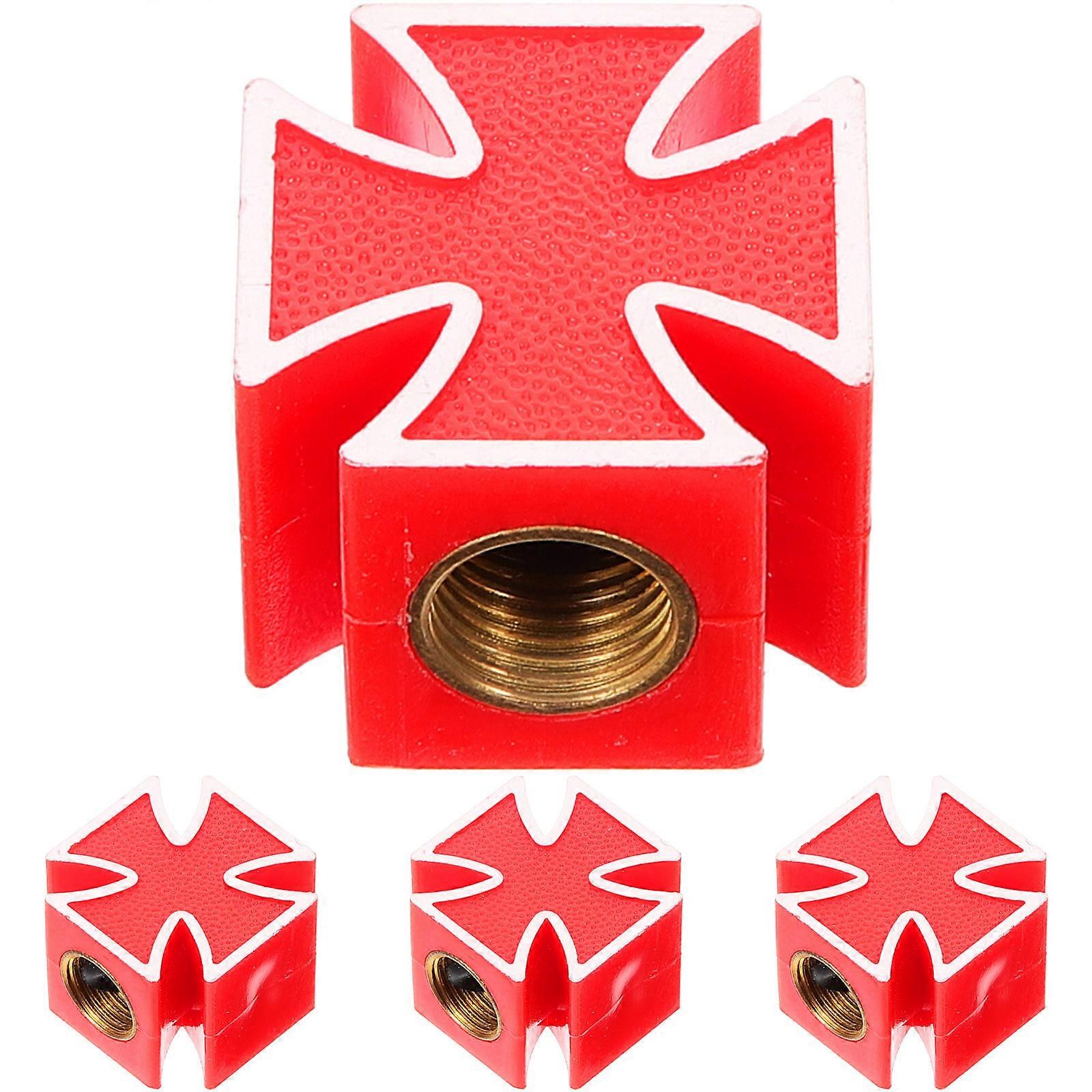 Universal Tire Valve Caps 12Pcs Cross Style For Trucks Dust Proof Copper Abs Material