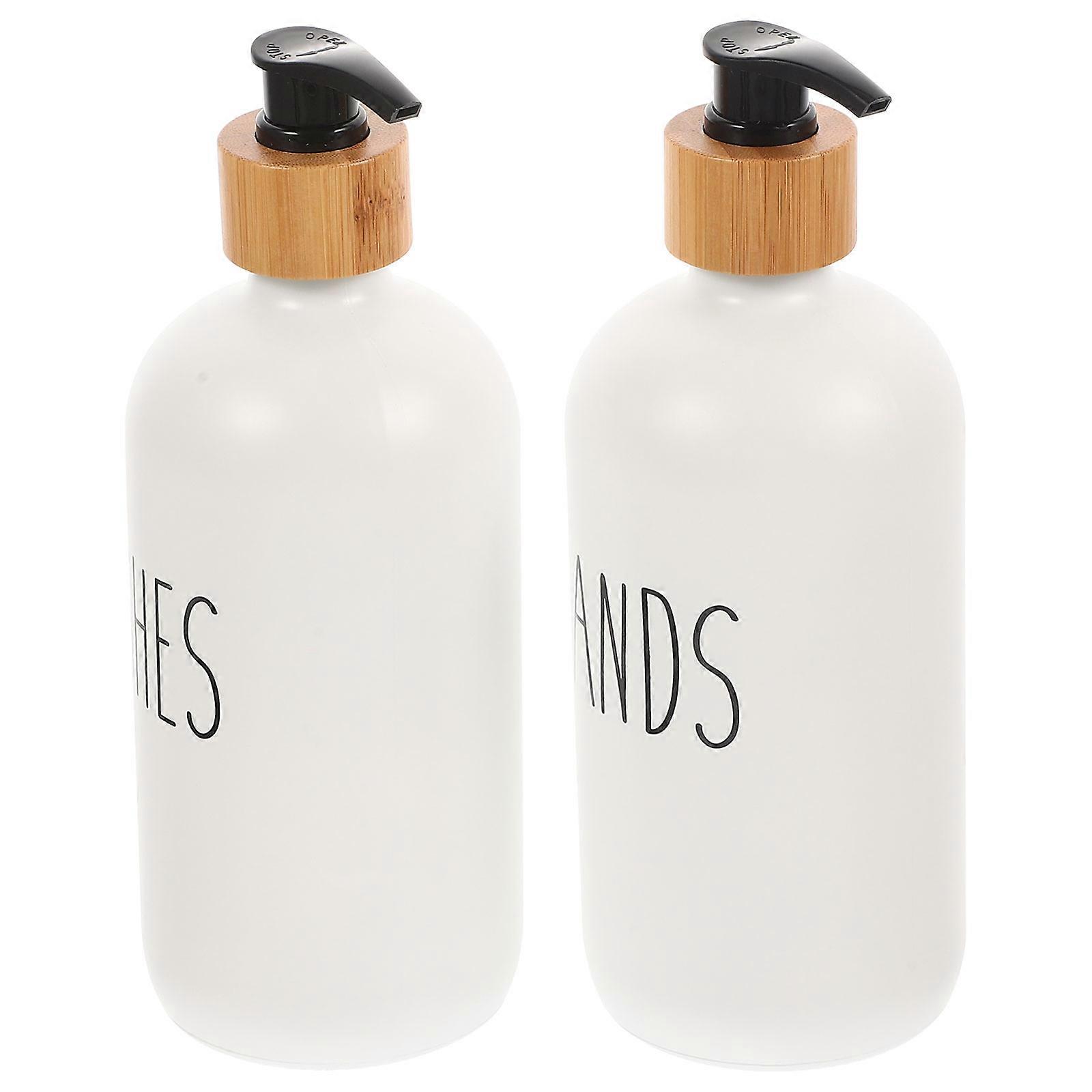 Bathroom Glass Soap Dispenser Set In White 500ml Simple Style Convenient Liquid Dispensing 2Pcs