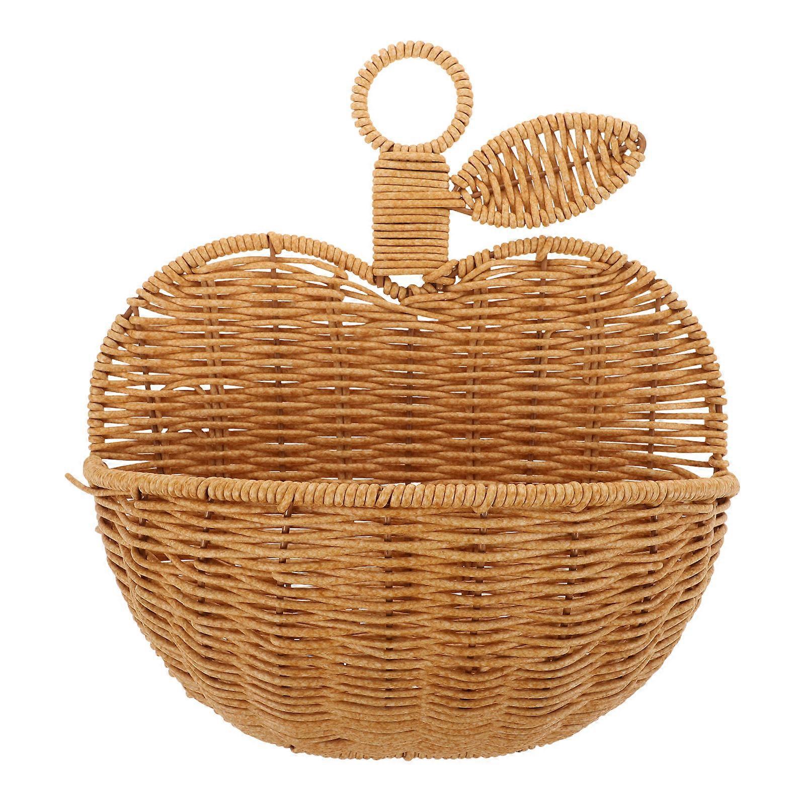 Woven Hanging Vegetable Basket 2Pcs Light Brown For Space Saving And Kitchen Storage Solutions