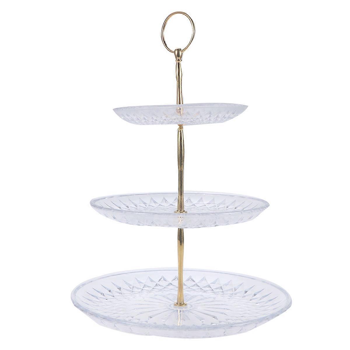Dessert Display Stand Three Tiers for Fruit Display 2Pcs Transparent Round Platter