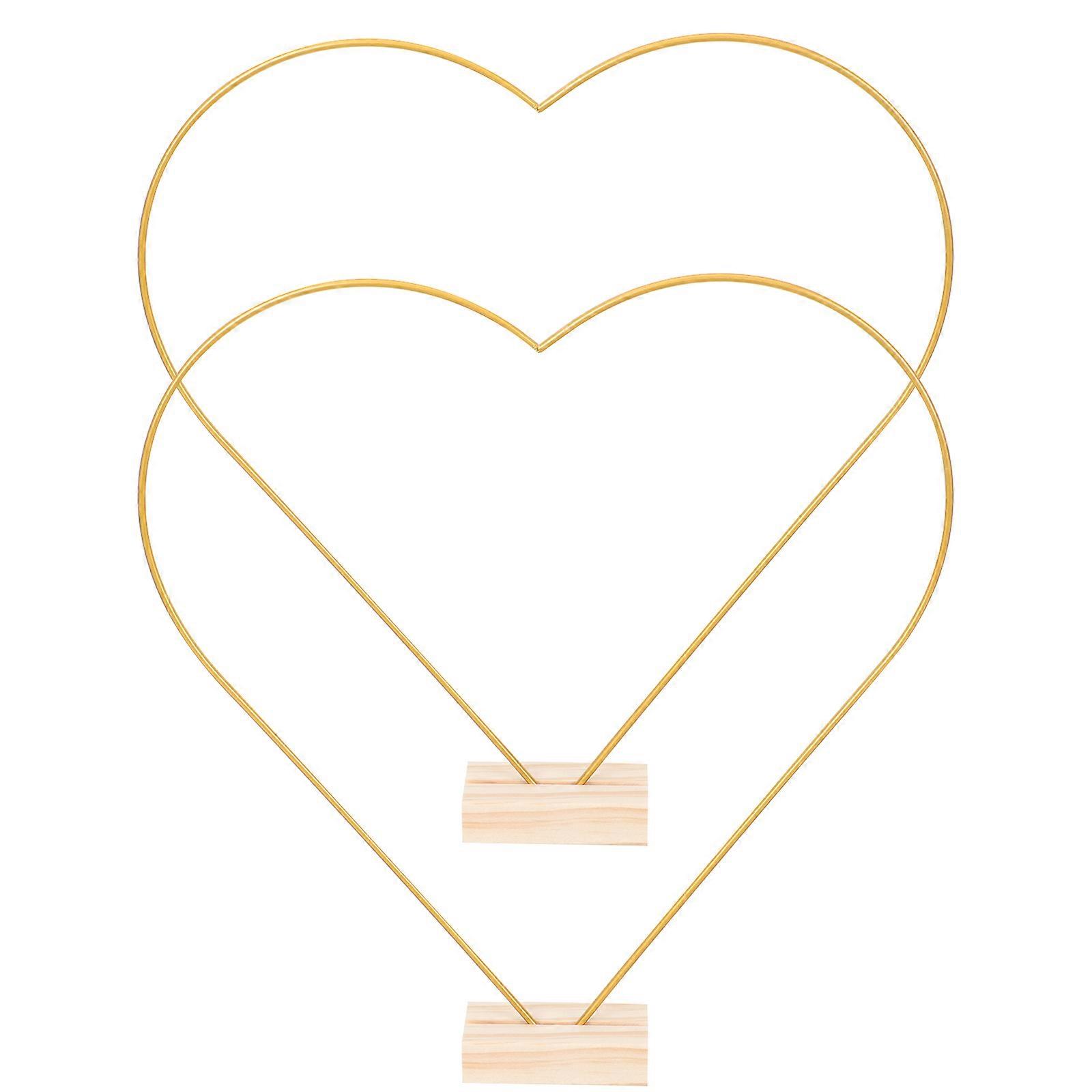 Heart Shaped Wreath Frame 1Set Golden Metal Hoops with Rust-Resistant Glaze for Party Decoration