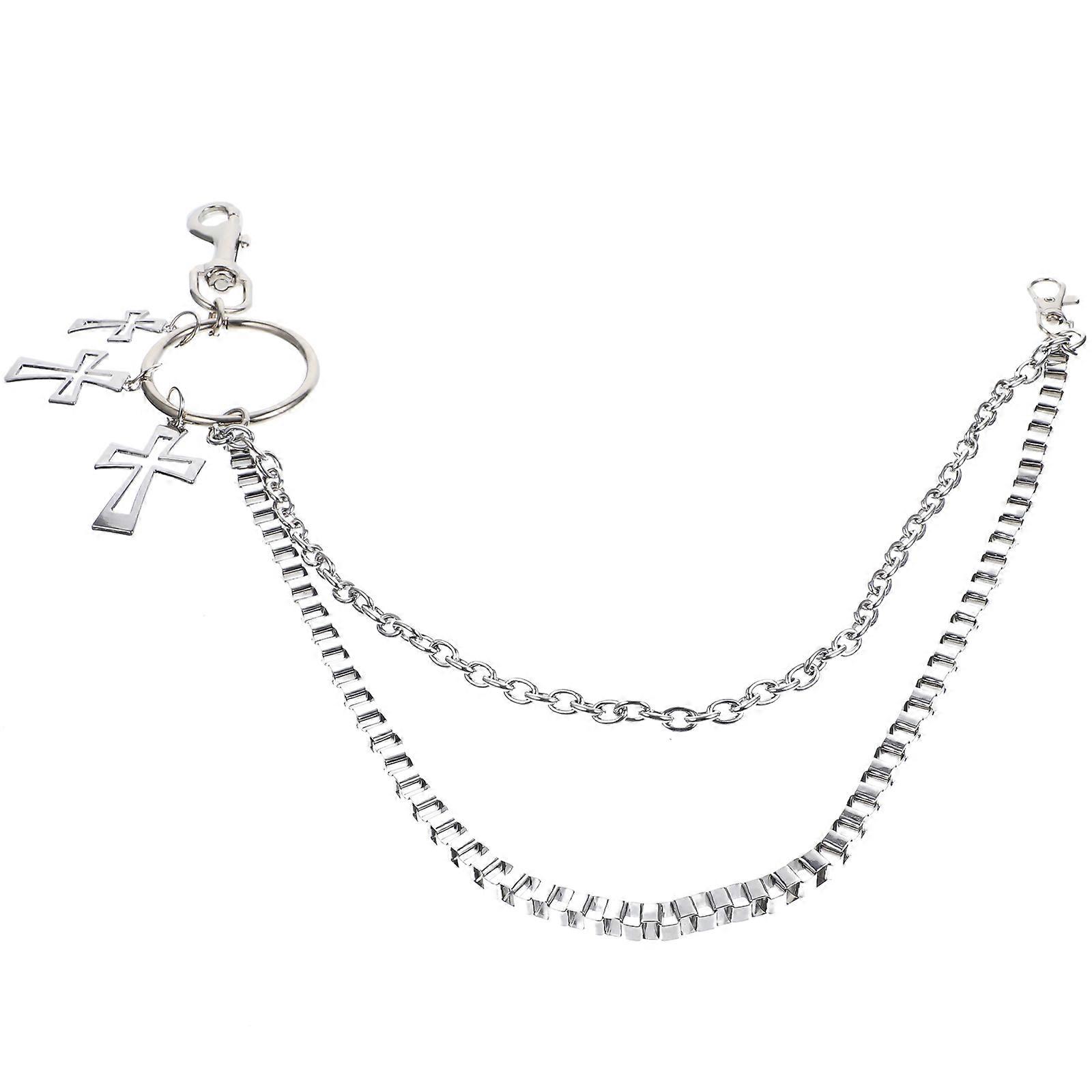 Key Chain Silver Trousers Wallet Pendant for Men 3Pcs Hip Hop Chain