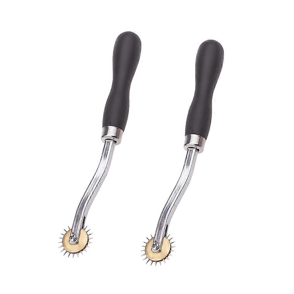 Silver Scanning Line Wheel for Tailor Sewing Tool 2Pcs Wooden Handle