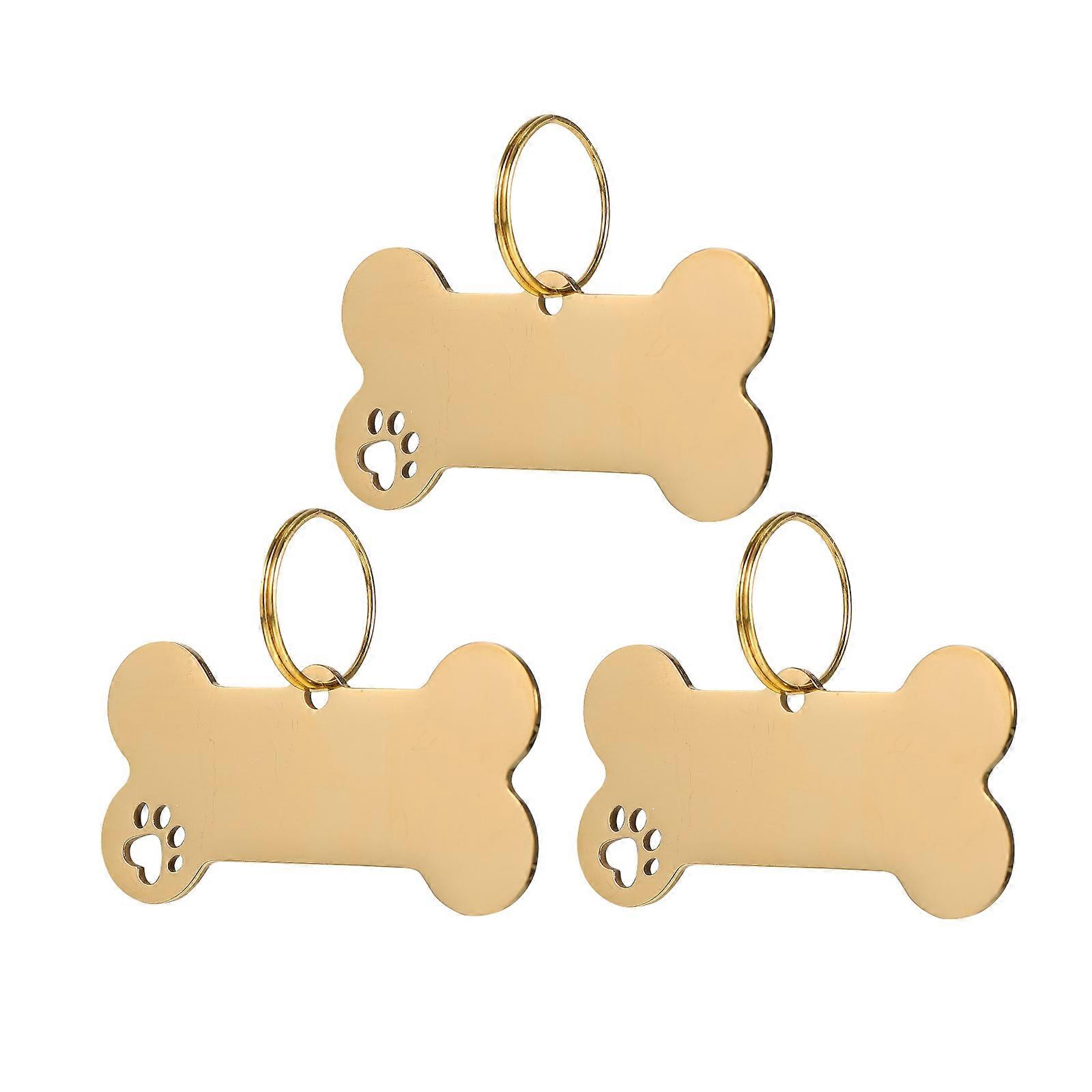 Puppy Dog Anti-Lost Name Tags for Collar Accessories 3Sets Golden