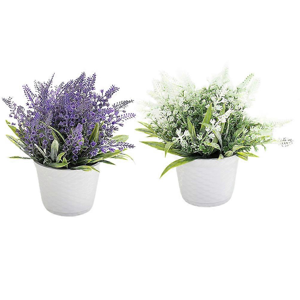 Fake Lavender Artificial Flower Decoration with Pot for Home 8Pcs Set