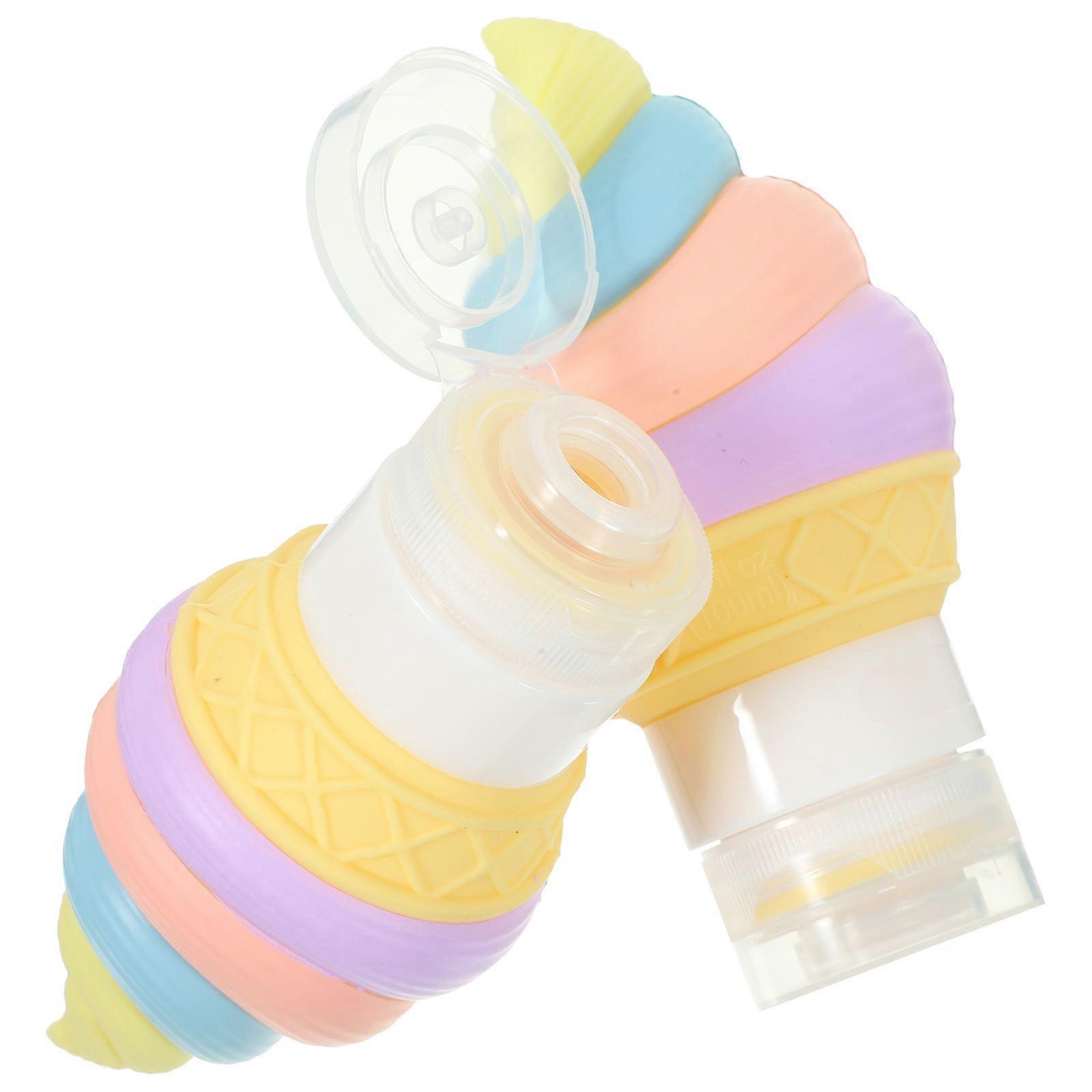 10Pcs Silicone Sauces Squeeze Bottles Assorted Color Ice Cream Shaped Condiment Storage Leak-proof Home Use