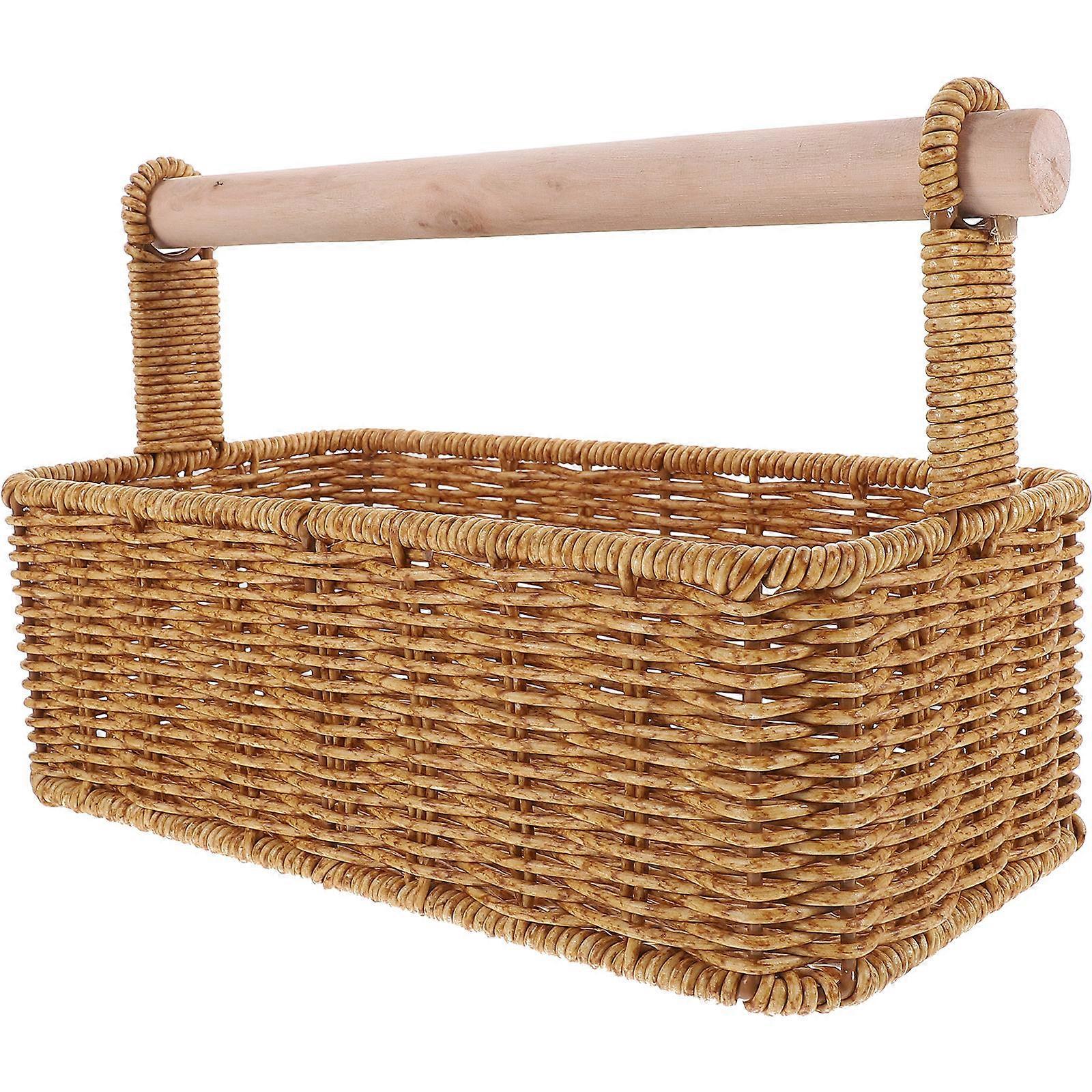 Woven Basket Hand Woven Fruit Serving Basket for Storage 2Pcs