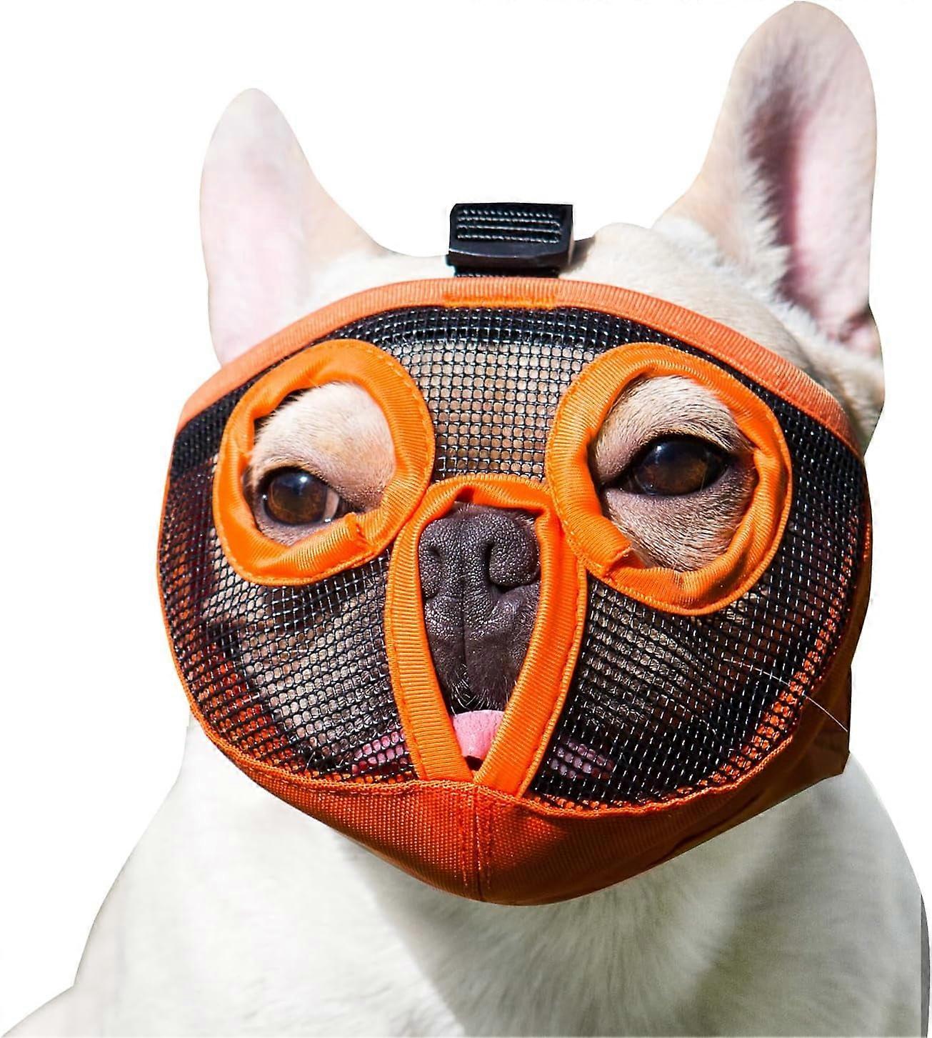 Multicolor Short Snout Dog Muzzle- Adjustable Breathable Mesh Bulldog Muzzle for Biting Chewing Licking Grooming Dog Mask