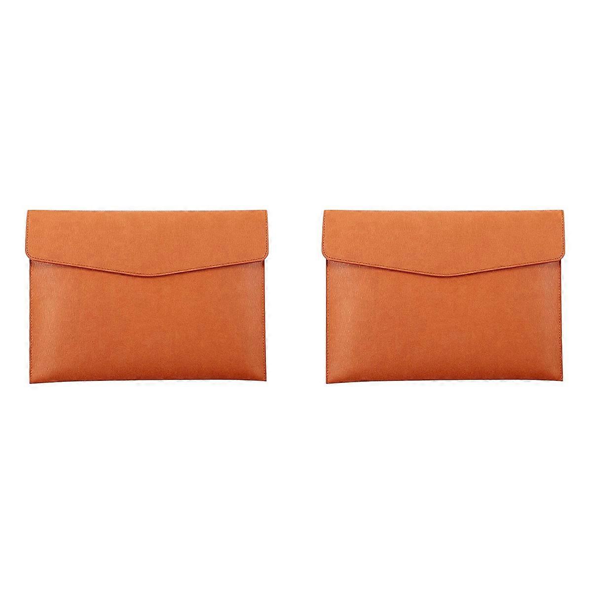 PU Leather A4 File Folder Document Holder Waterproof (Brown)