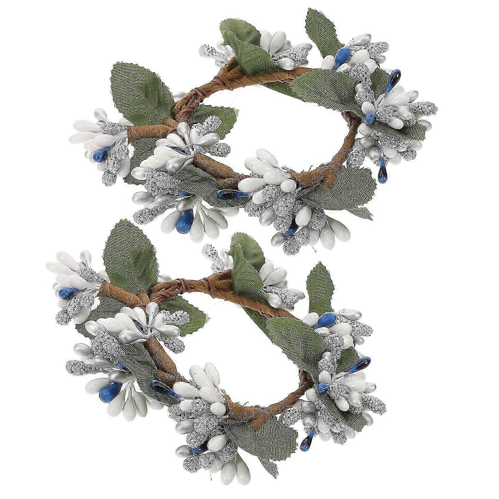 Table Centerpiece Wreath Ring Artificial Design Stone Powder Material Festive Occasions 2Pcs