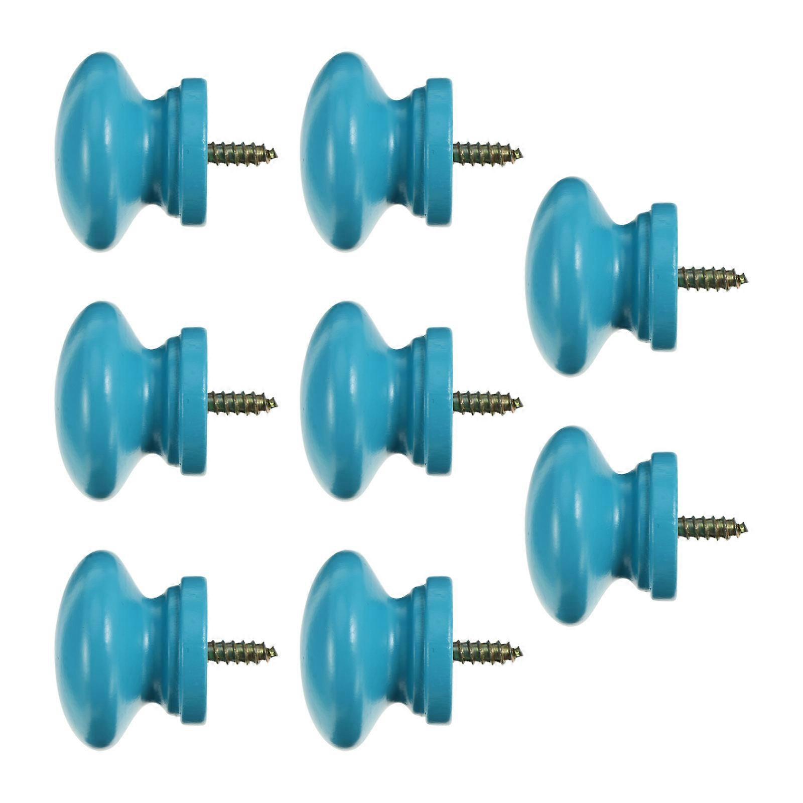 Blue Wood Door Knobs Round Handle for Doors 16Pcs Durable Wood Handles