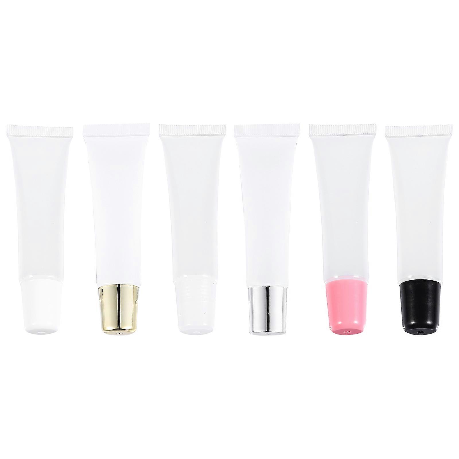 Transparent Lip Gloss Containers White Plastic for Storage 2Sets Reusable Tubes