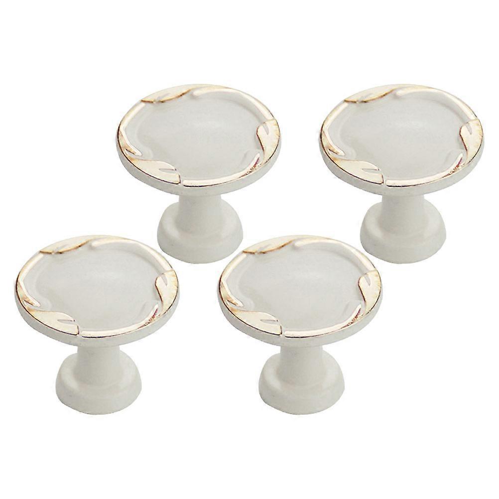 Cabinet Handle Round Drawer Knobs for Home Use 8Pcs White Zinc Alloy