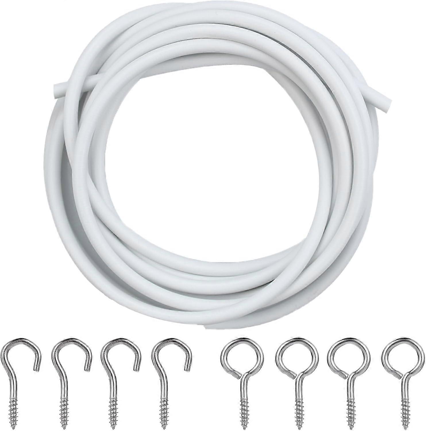 2M White Curtain Cable, Curtain Cable with 4 Hooks and 4 Eyelets