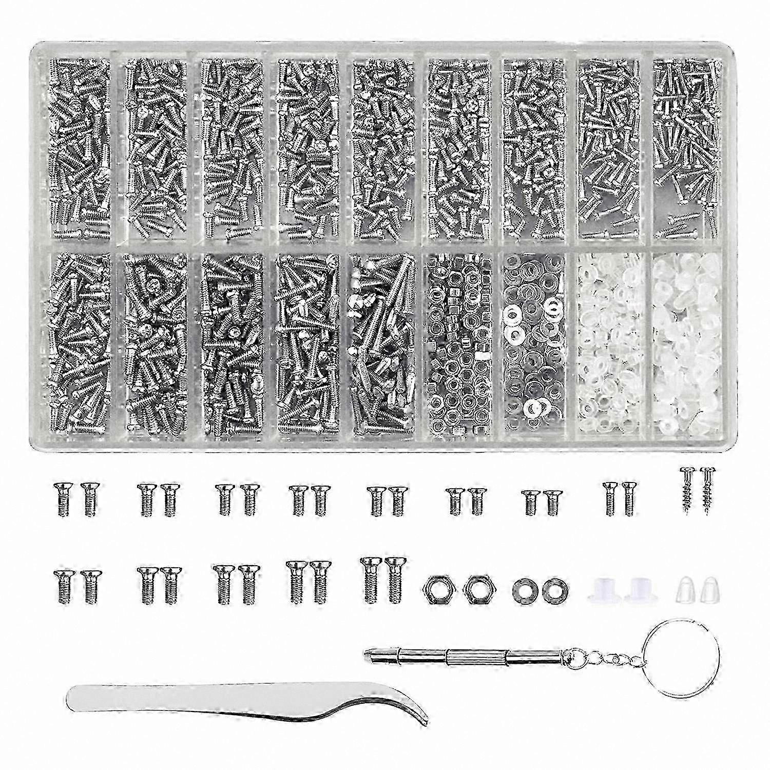Eyeglass Repair Kit with 1000 Pieces of Screws and Nuts Assorted Set
