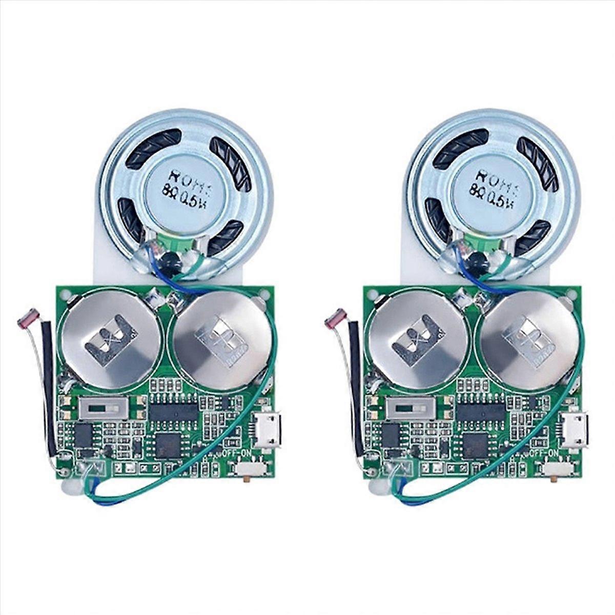 2X DIY Light Sensor Sound Module, Micro-USB Recordable Sound Chip 8M Memory Speaker Talking Programm