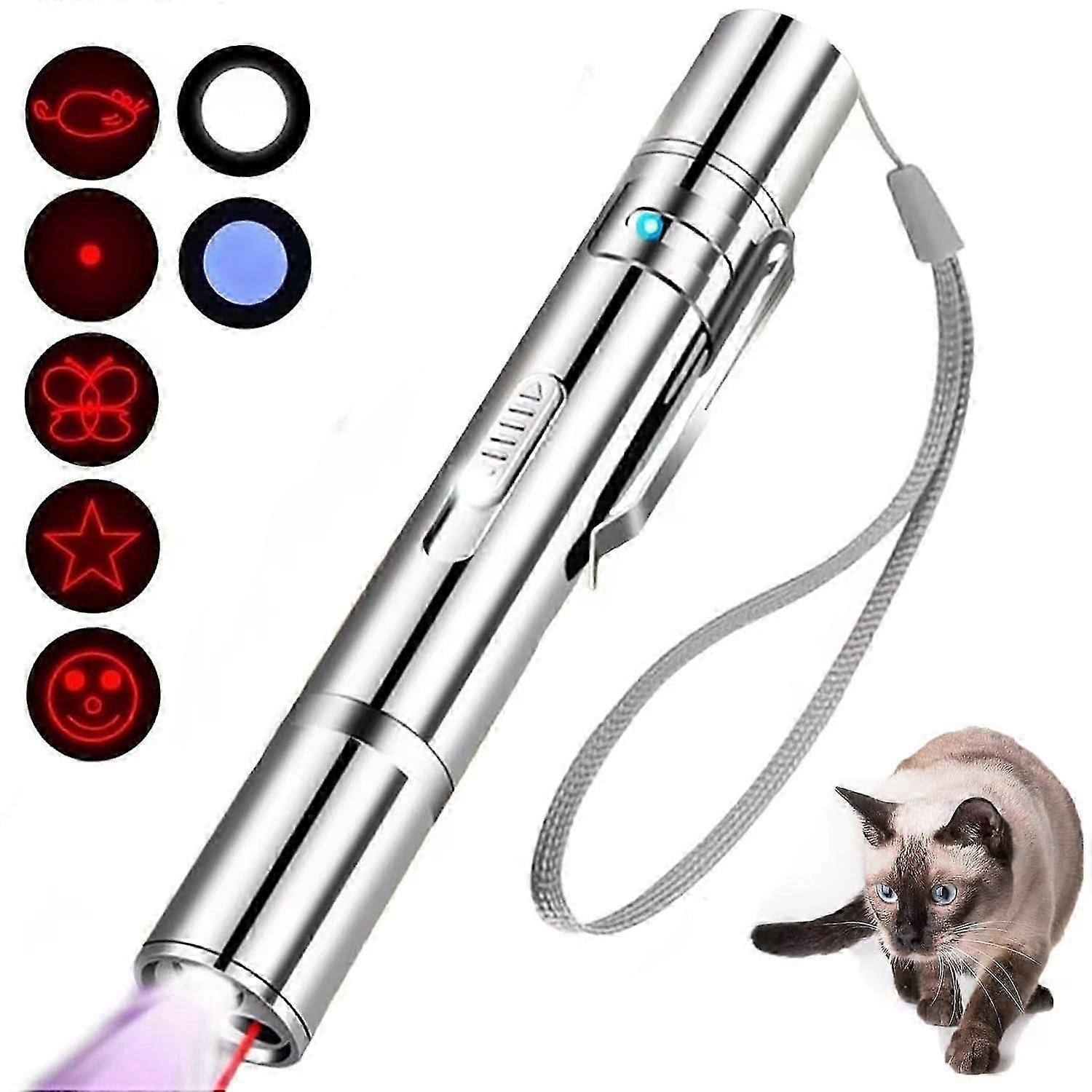 Cat Toys,Laser Pointer Cat Toy,Cat Pointer Toy,Long Range 7 Modes Lazer Projection Playpen,USB RechargeSmall Laser Presentation Clicker Pen -GSLA
