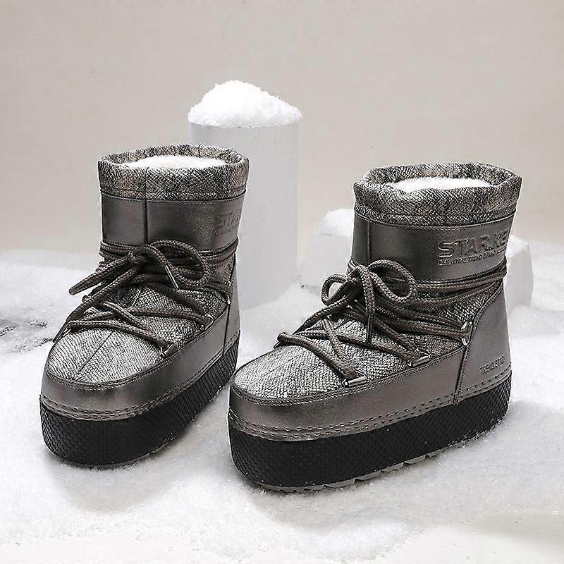 Kids Parent-Child Snow Boots Bright Color Ski Thick Sole Women's Moon Boots Waterproof Anti-Slip Space Boots