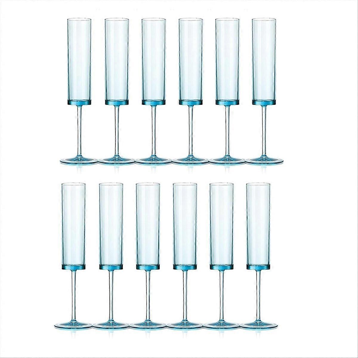 6 OZ Square Champagne Glasses Stemmed Coupes Blue