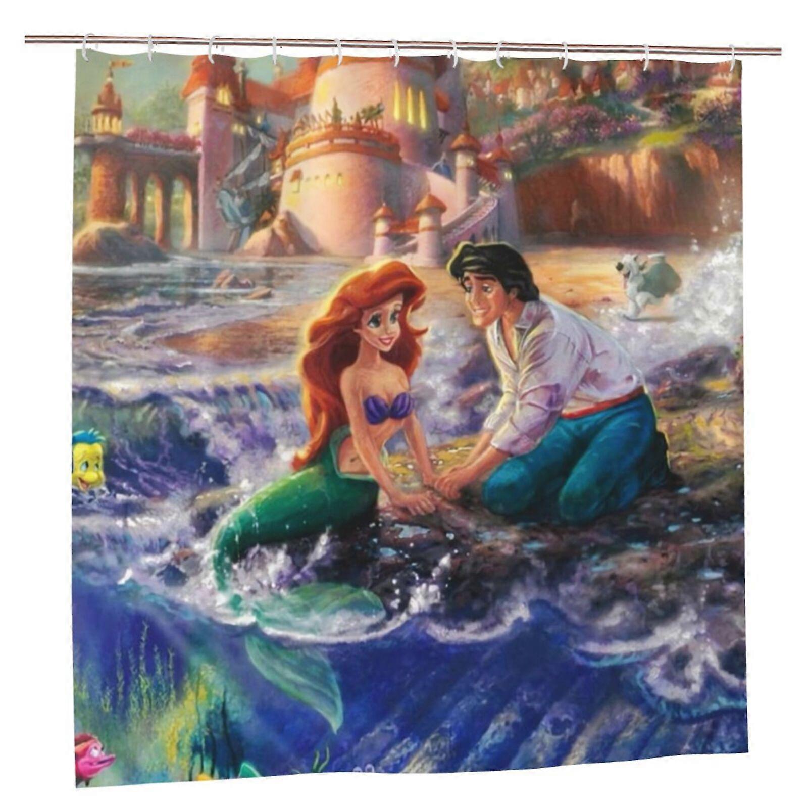 Ariel Shower curtain blackout bathroom waterproof mildew resistant blocking privacy fitting room patchwork art fine print pattern 72x72in One Size .