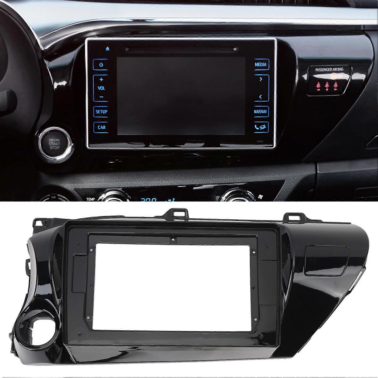 10.1in 2Din Car Radio Stereo Panel Frame Left Hand Drive Protective Navigation Fascia Dash Panel Frame for Hilux 2015 to 2018 With Power Cord 