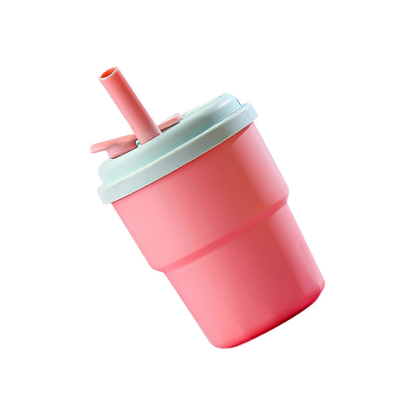 Mix Tinted Drinking Container Leak Proof 380ML Drinking Cup with Straw Easy Carry School Activity Drinkware Multicolor