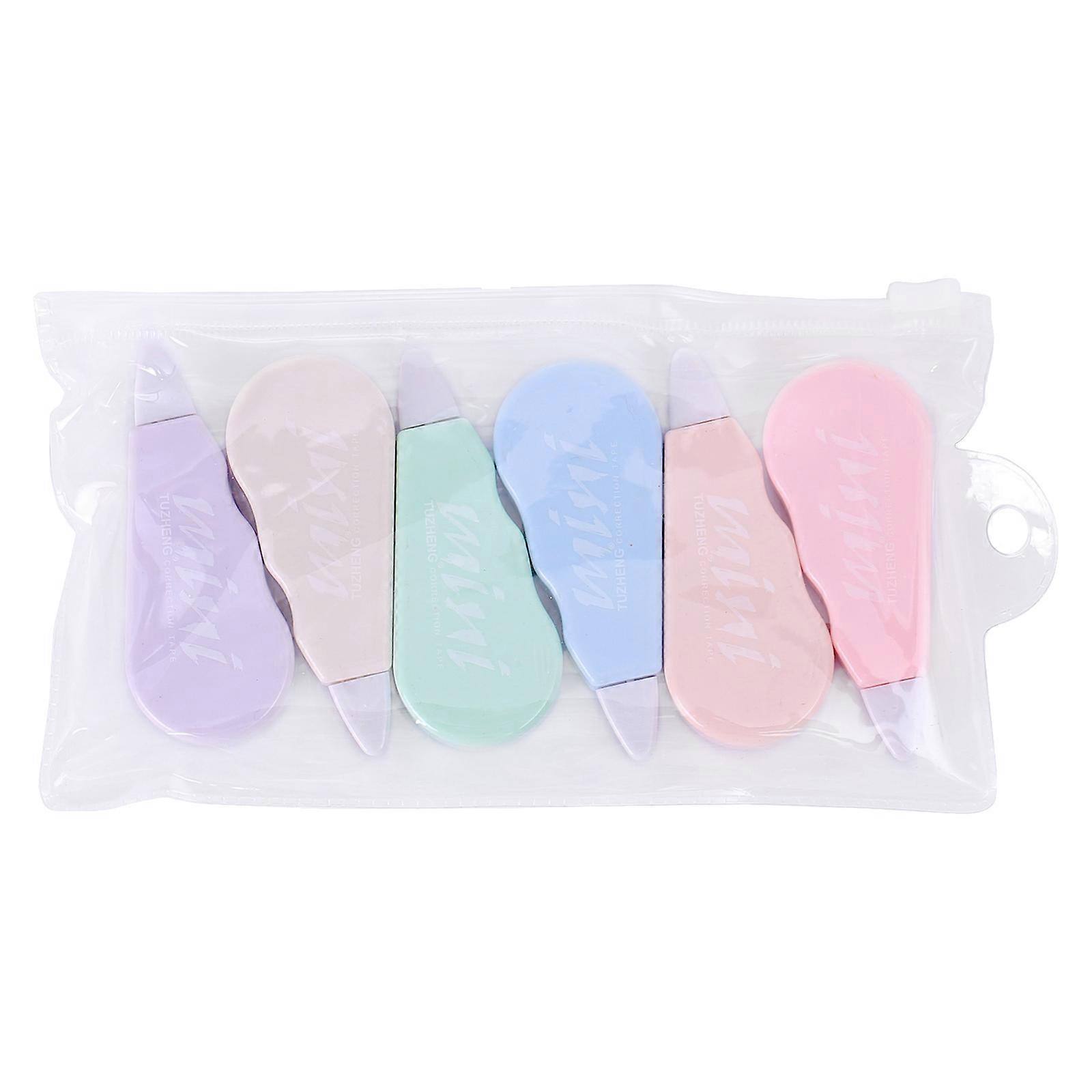 6Pcs Correction Tape Roller Quick Drying Refillable White Out Correction Tape Total 24m for Card Making Scrapbooking Multicolor