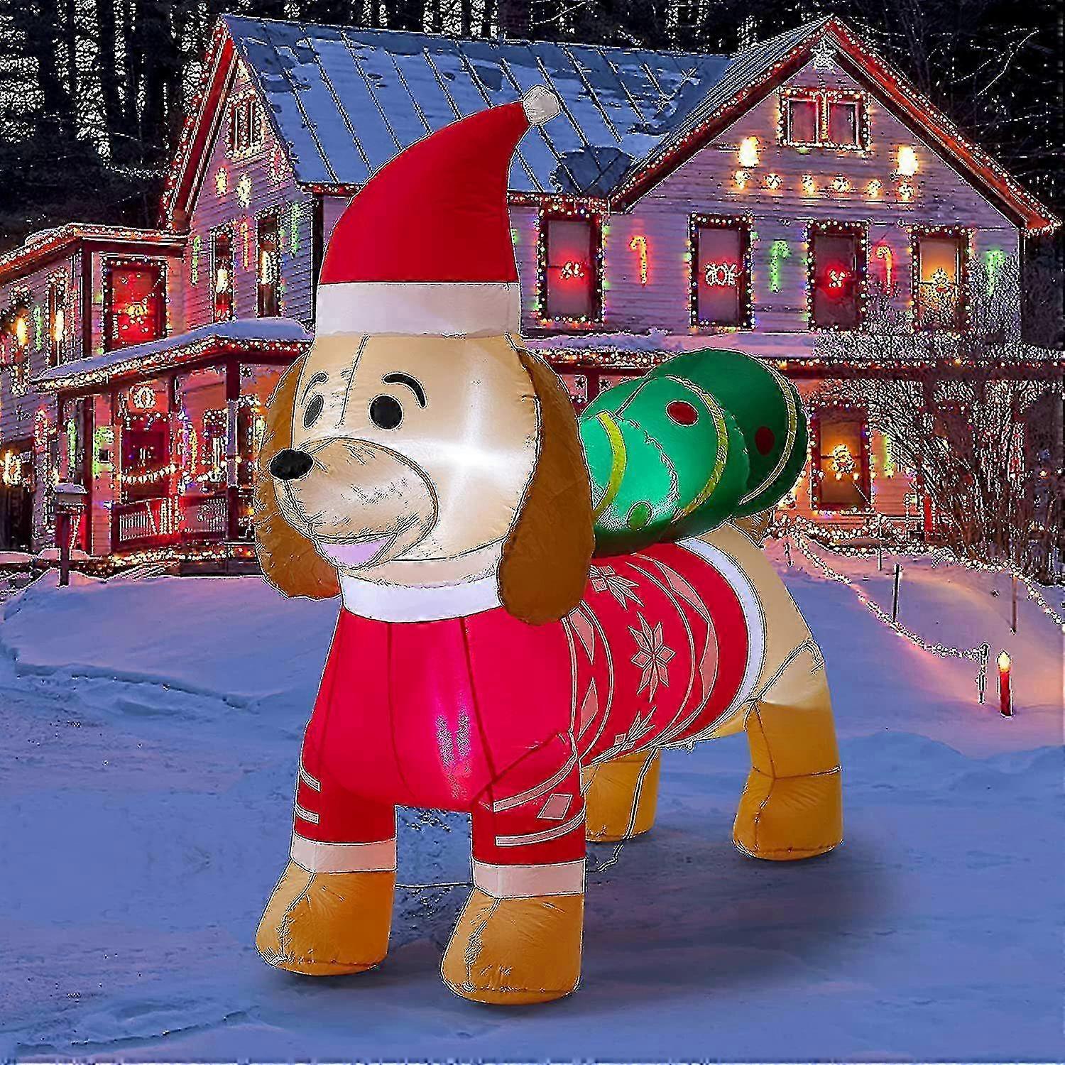 Christmas Inflatable Dachshund With Built-in Led Lights For Christmas Decoration-Ww