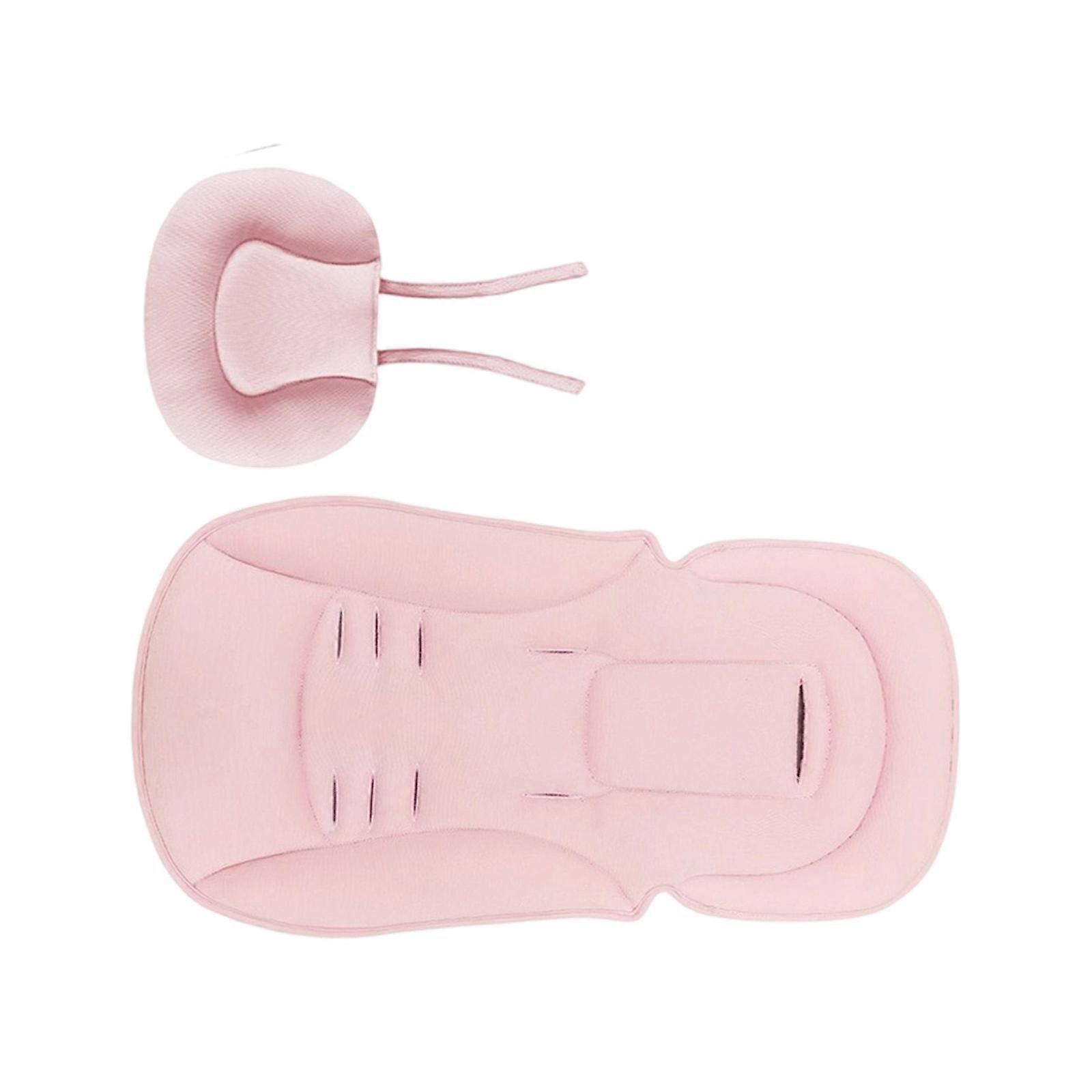 1 Set Universal Strollers Cushion with Pillow For Baby Carriages Soft Cotton Pad With Nonslip Design And Ventilation  Pink