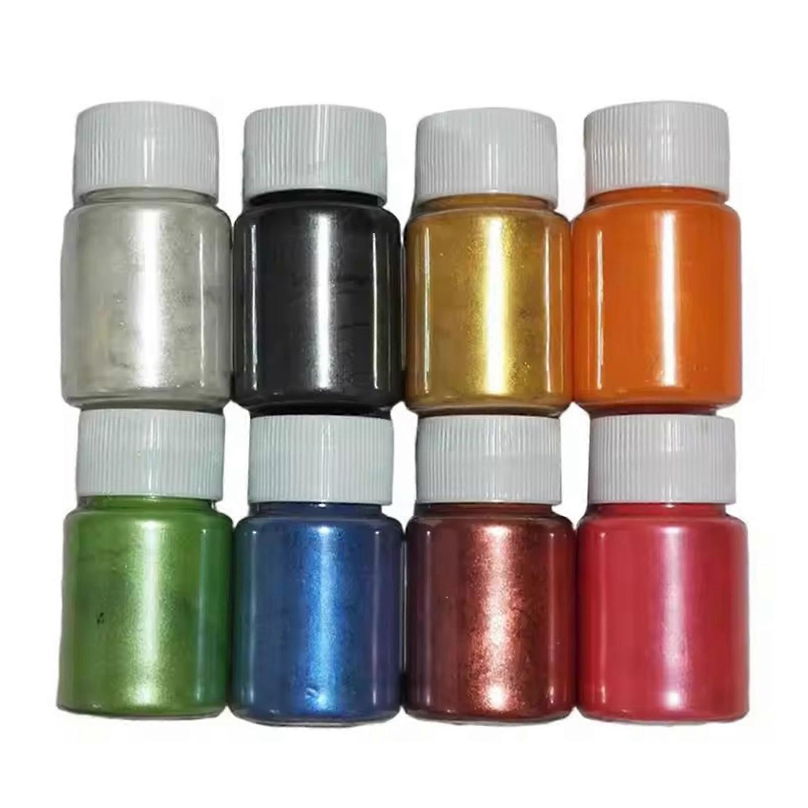 Shimmering Mica Glitter Powder Pack of 8 Bottles Resin Casting Mud Making Crafts Shimmering Pigment DIY Art Material Multicolor