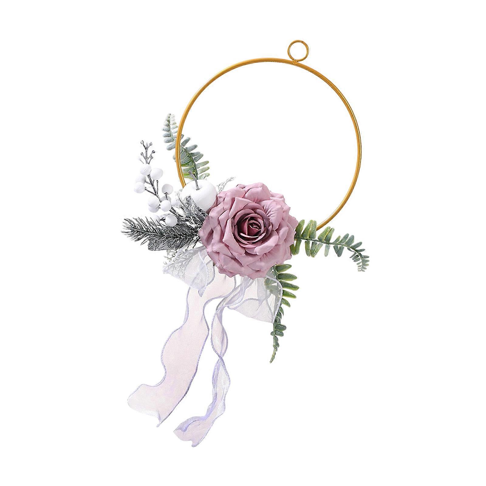 Realistic Artificialrose Globular Ornament On Durable Metal Frame Easy Mount Home Party Decoration Multicolor