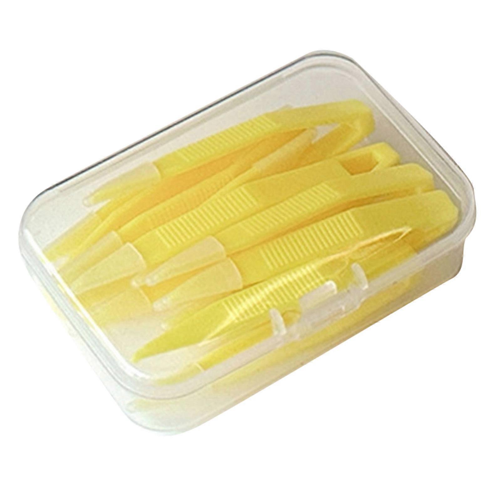 10Pieces Contact Lenses Remover Tool with Storage Case Easy to Use Design Eyewears Applicator Lens Wearing Tweezers  Yellow