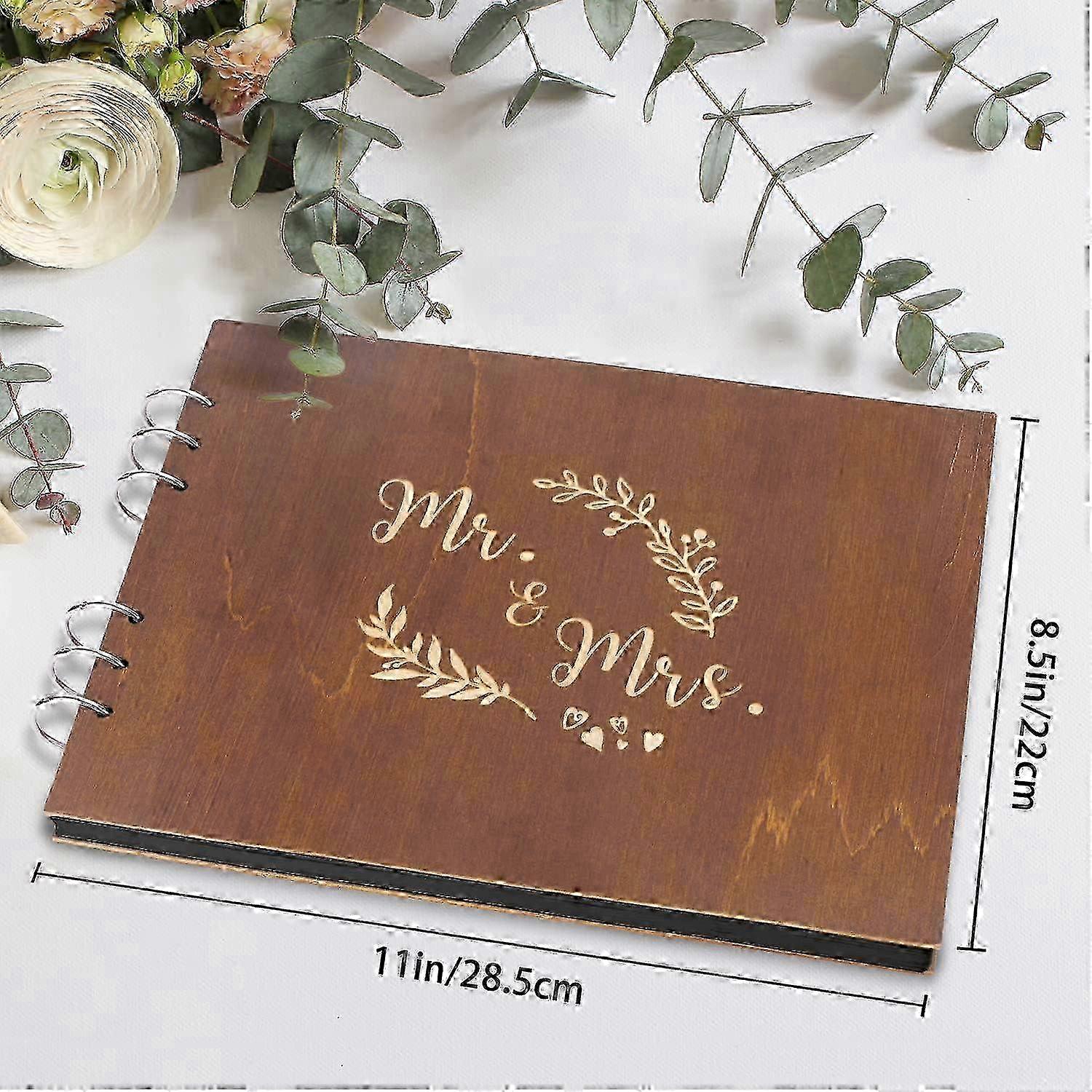 11'' Wooden Guest Book Album with 80 Blank Pages