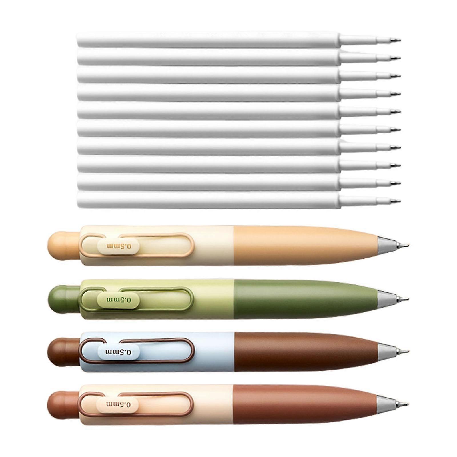 4 Travel Sized Retractable Pen 10 Spare Refills Fast Drying Left Handed Friendly Design Multicolor