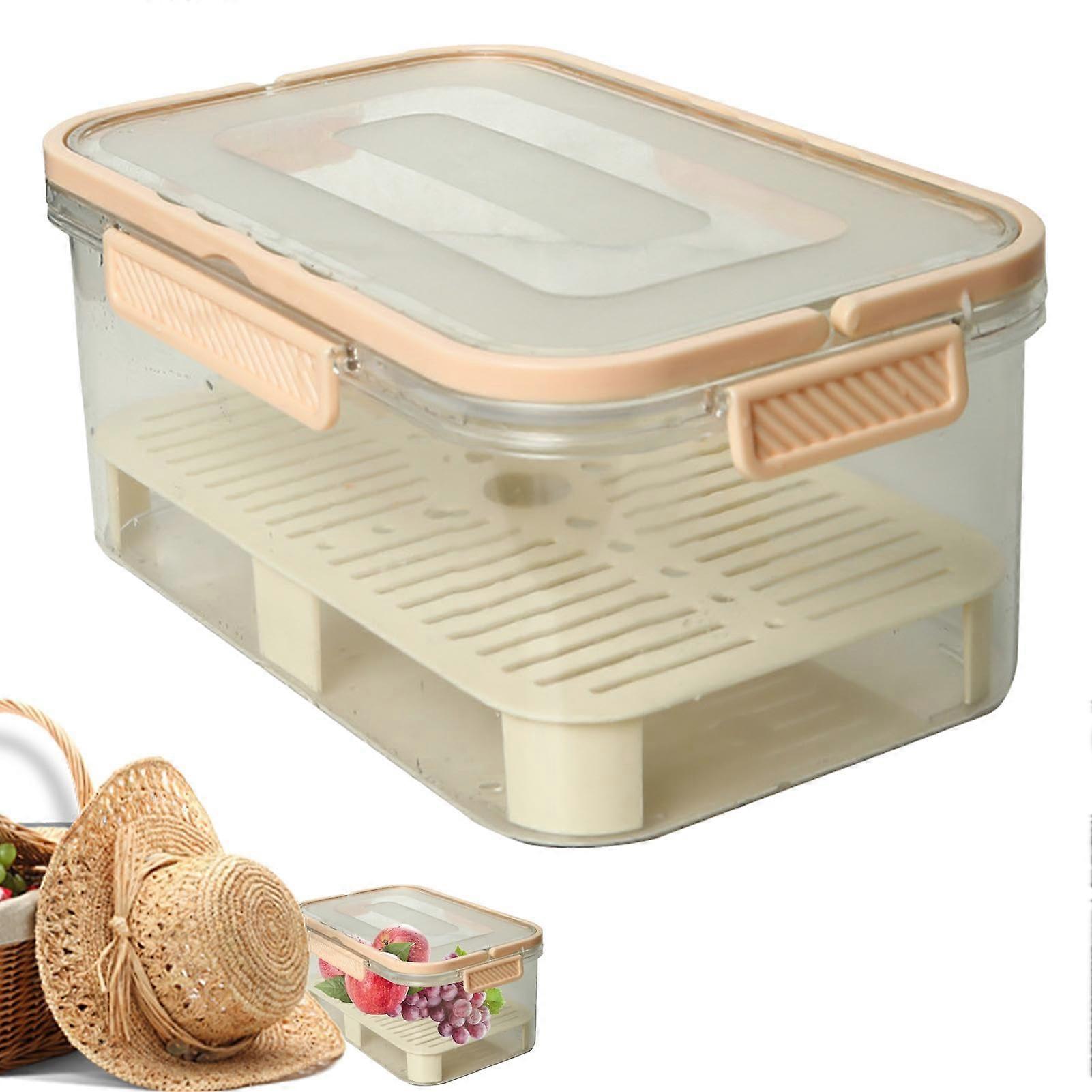 Fruit Storage Containers for Fridge with Drainable Design, Leakproof Vegetable Boxes for Berries, Meat
