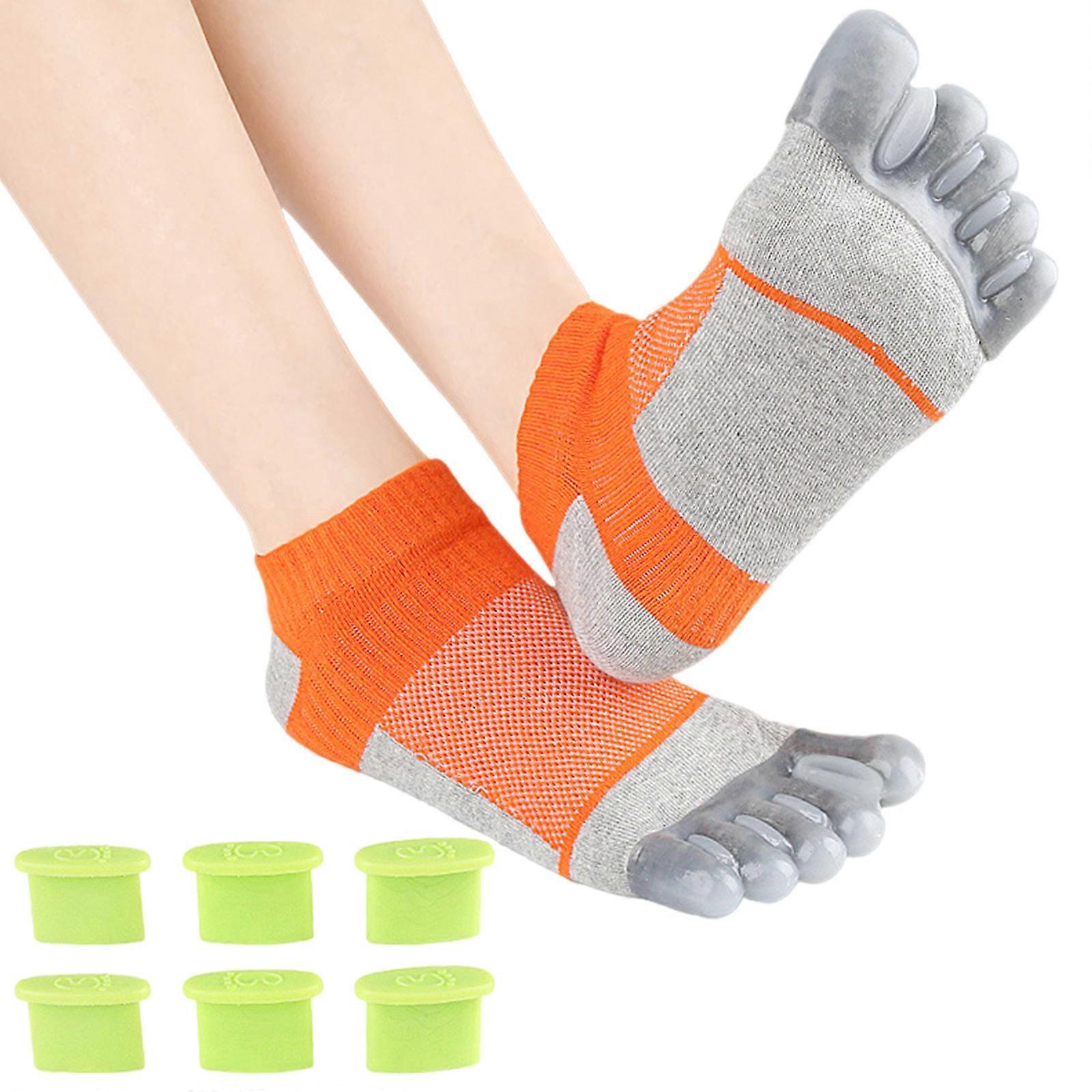 Toe Spreader Socks With Regulable Relief Ergonomic Design For Improved Foot Health  Grey orange Universal code