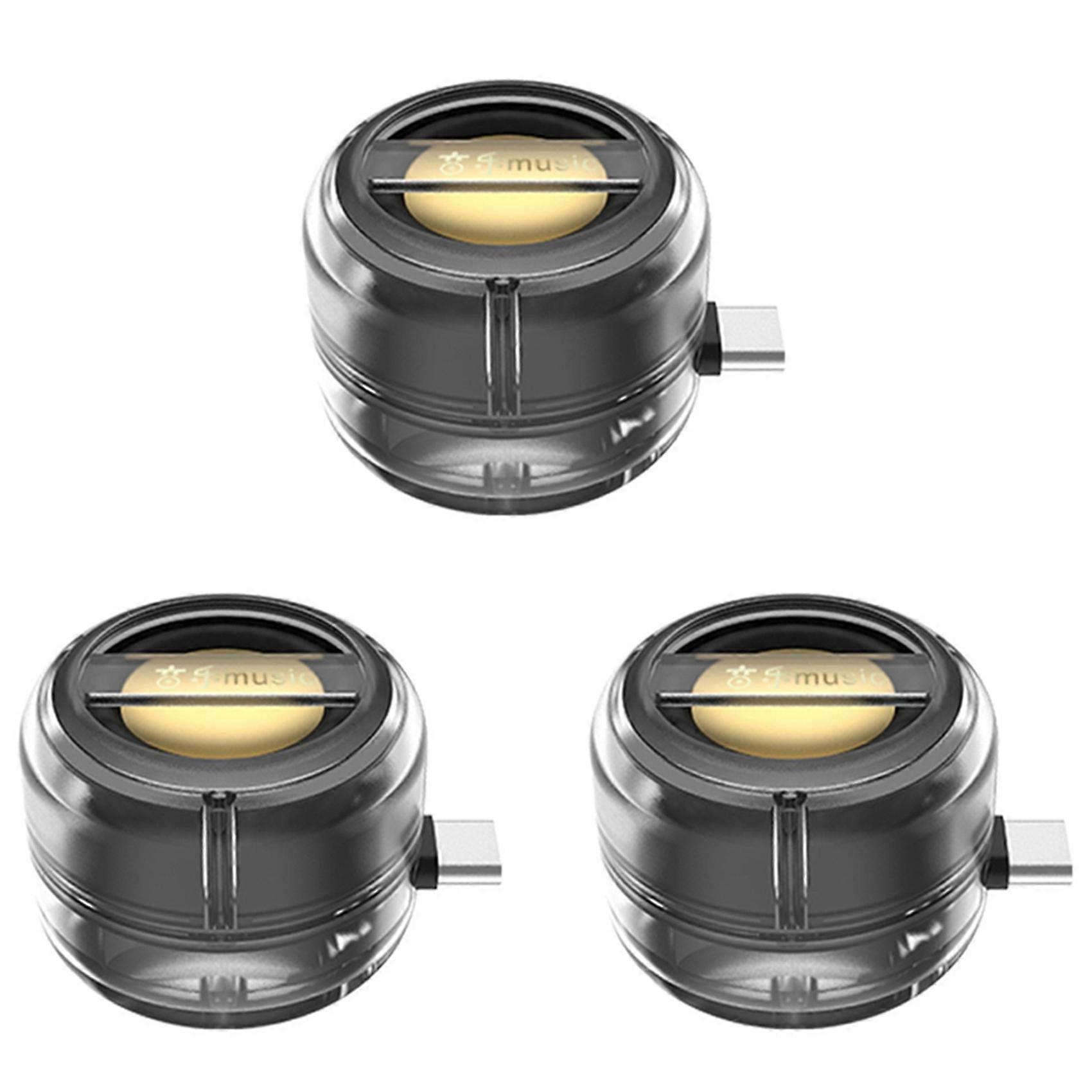 3X Portable Mini Speaker Universal Type-C Sound Box Type-C Plug in Mobile Phone Amplifier External Wired Home Clear