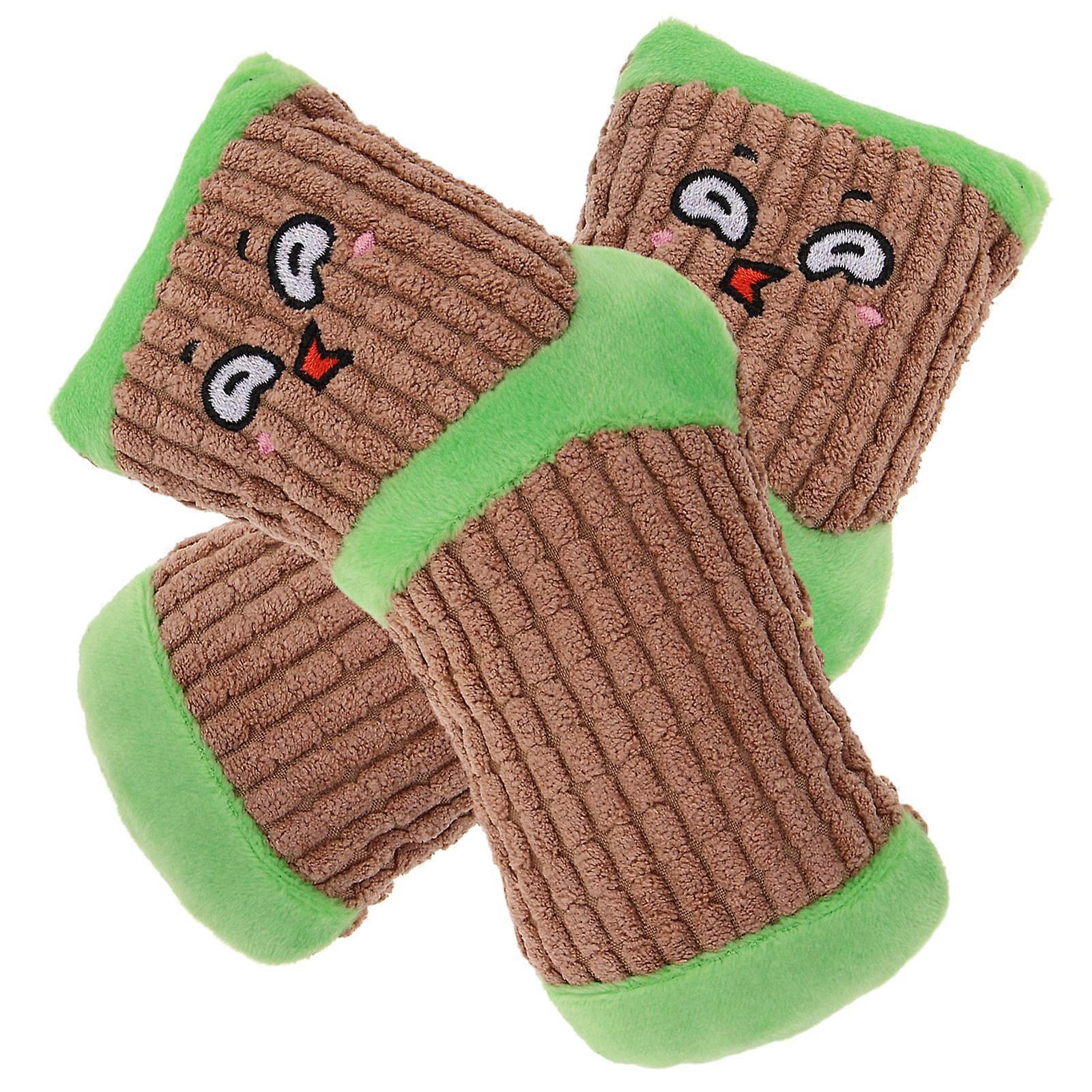 Assorted Color Plush Dogs Squeaky Toys for Chewing 2Pcs Set